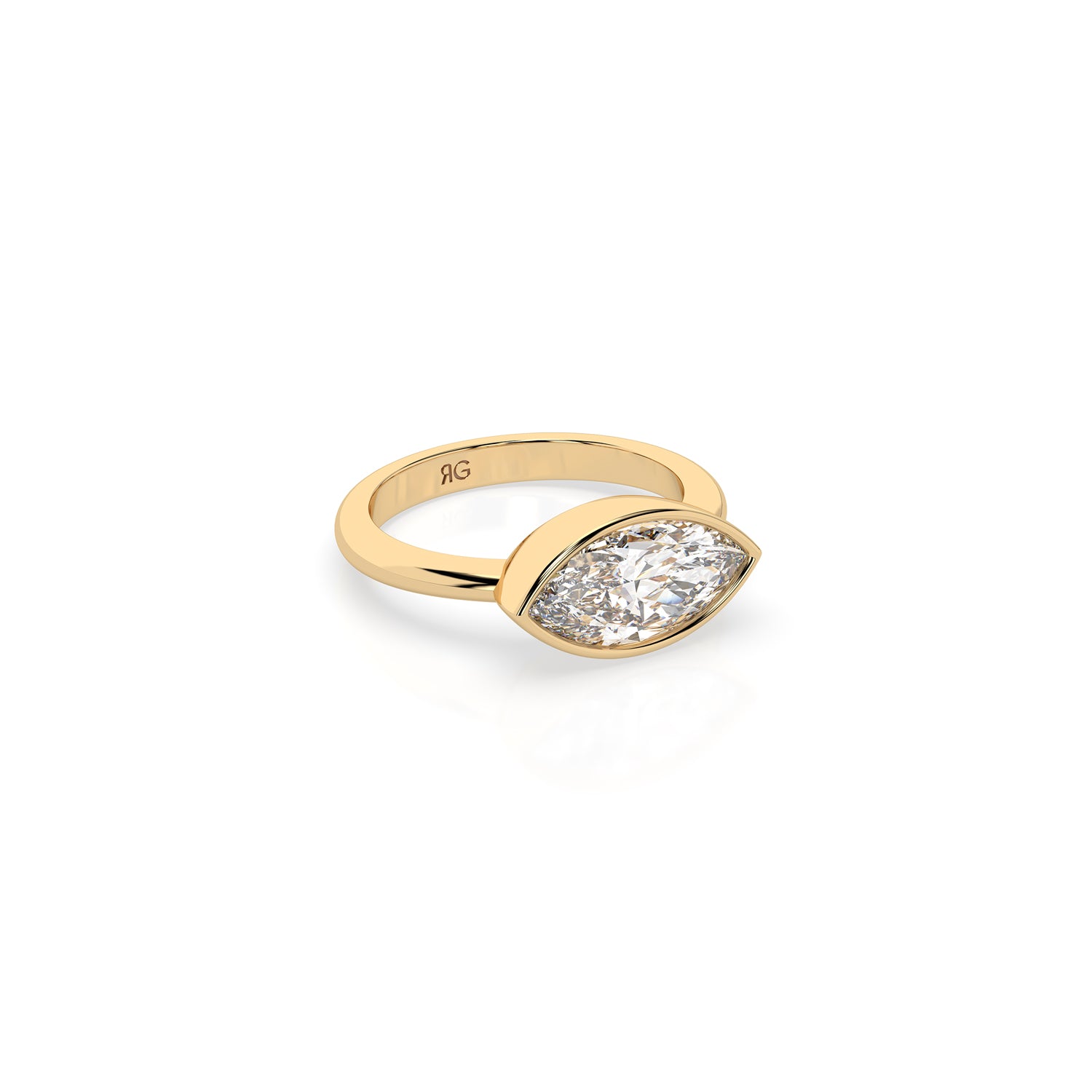 14k Marquise East West Bezel Ring