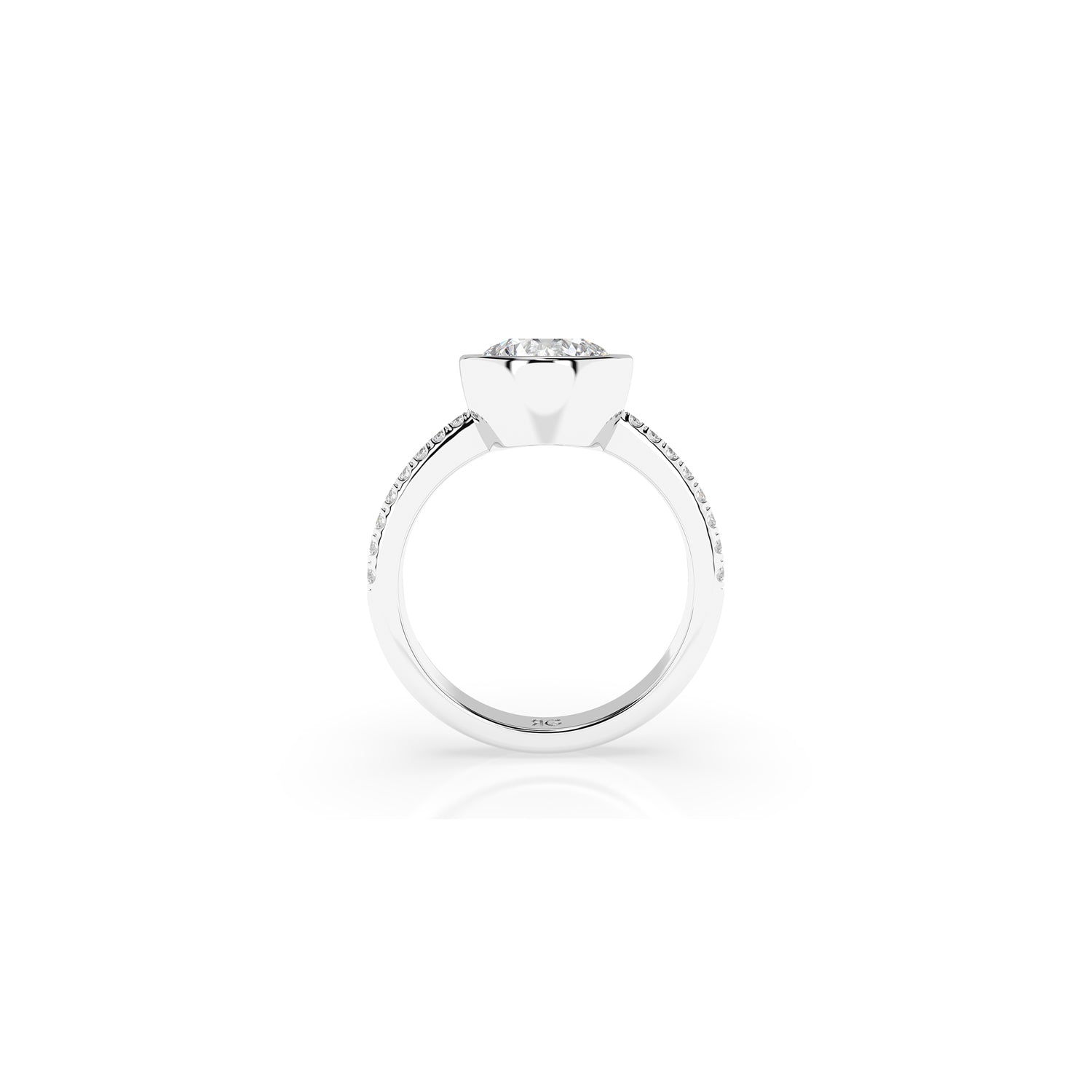 14k Round Pave Bezel Ring