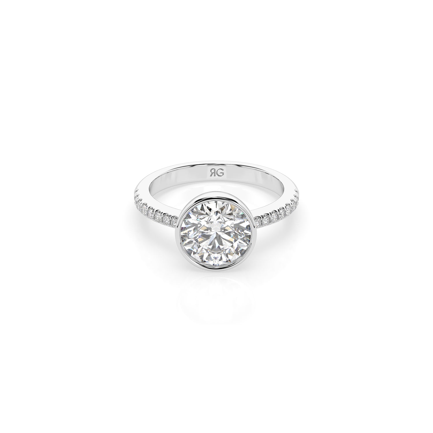 14k Round Pavé Bezel Ring