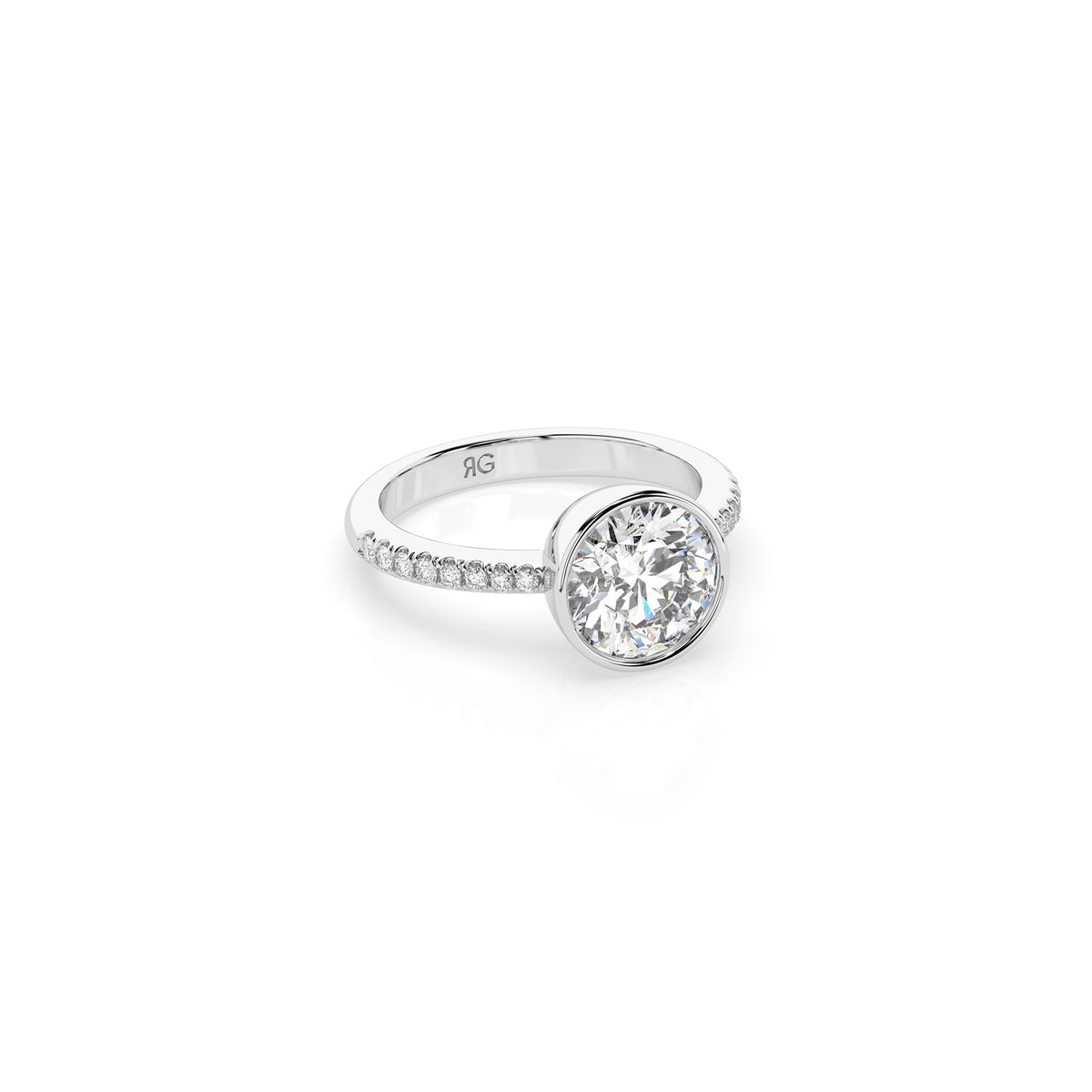 14k Round Pavé Bezel Ring
