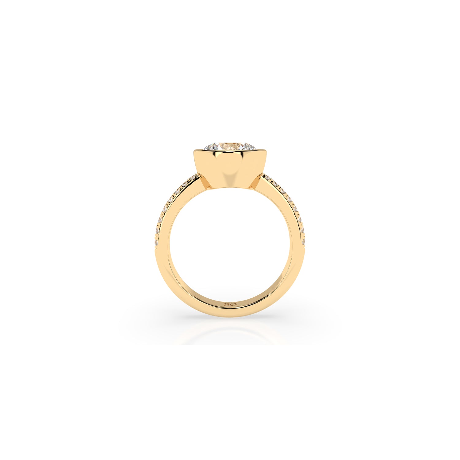 14k Round Pavé Bezel Ring