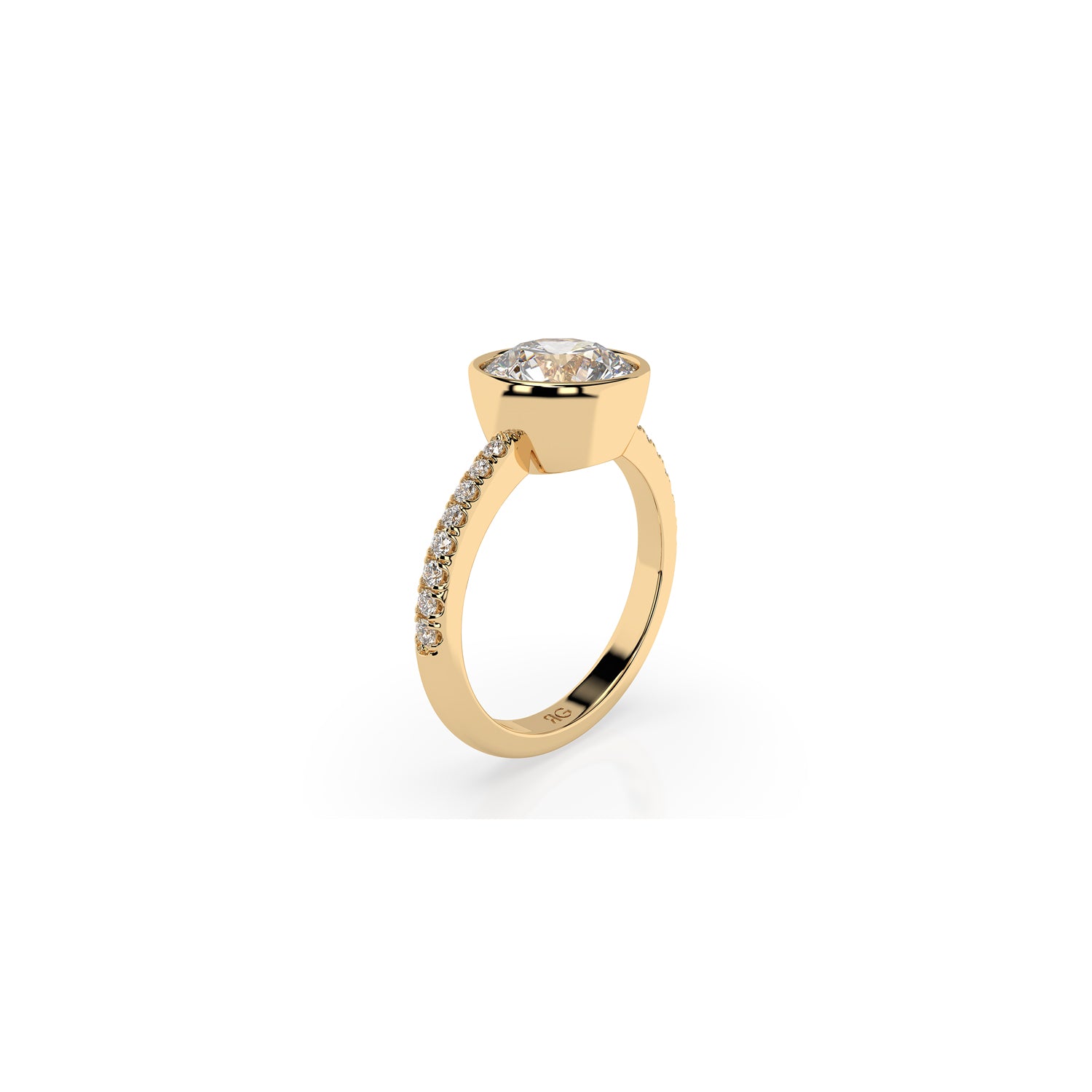 14k Round Pavé Bezel Ring