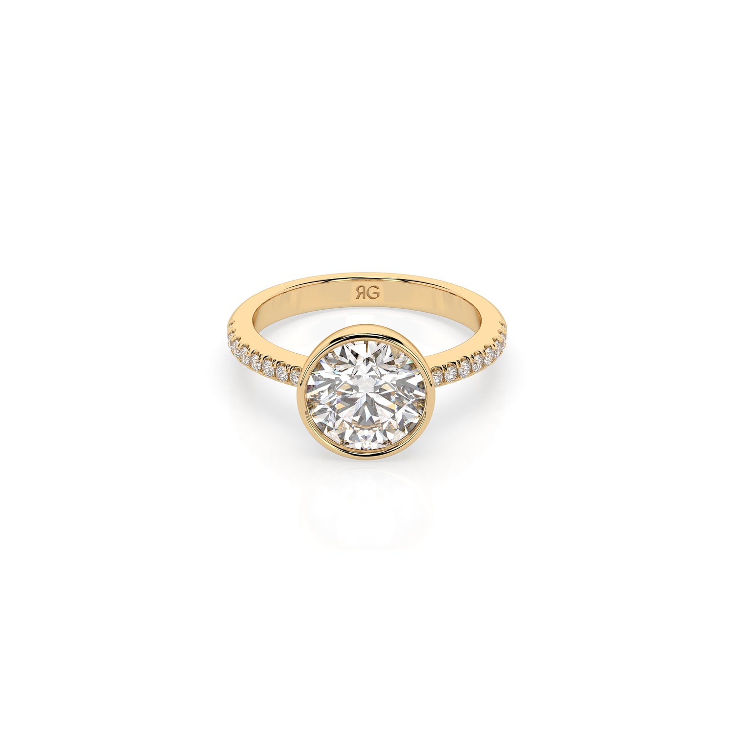 14k Round Pavé Bezel Ring