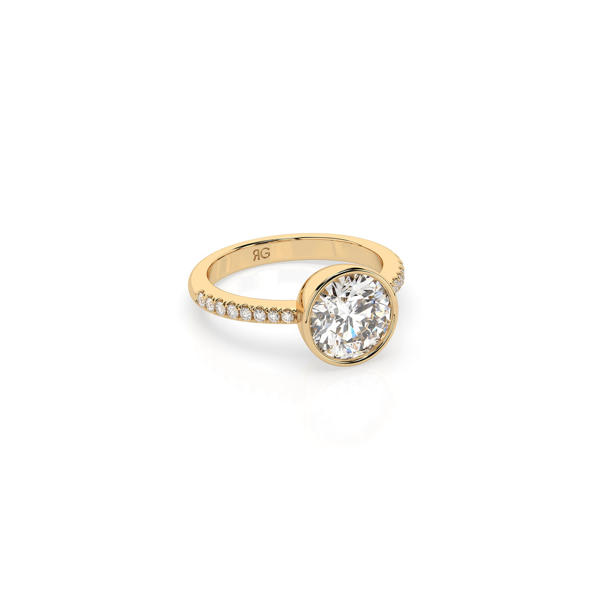 14k Round Pavé Bezel Ring