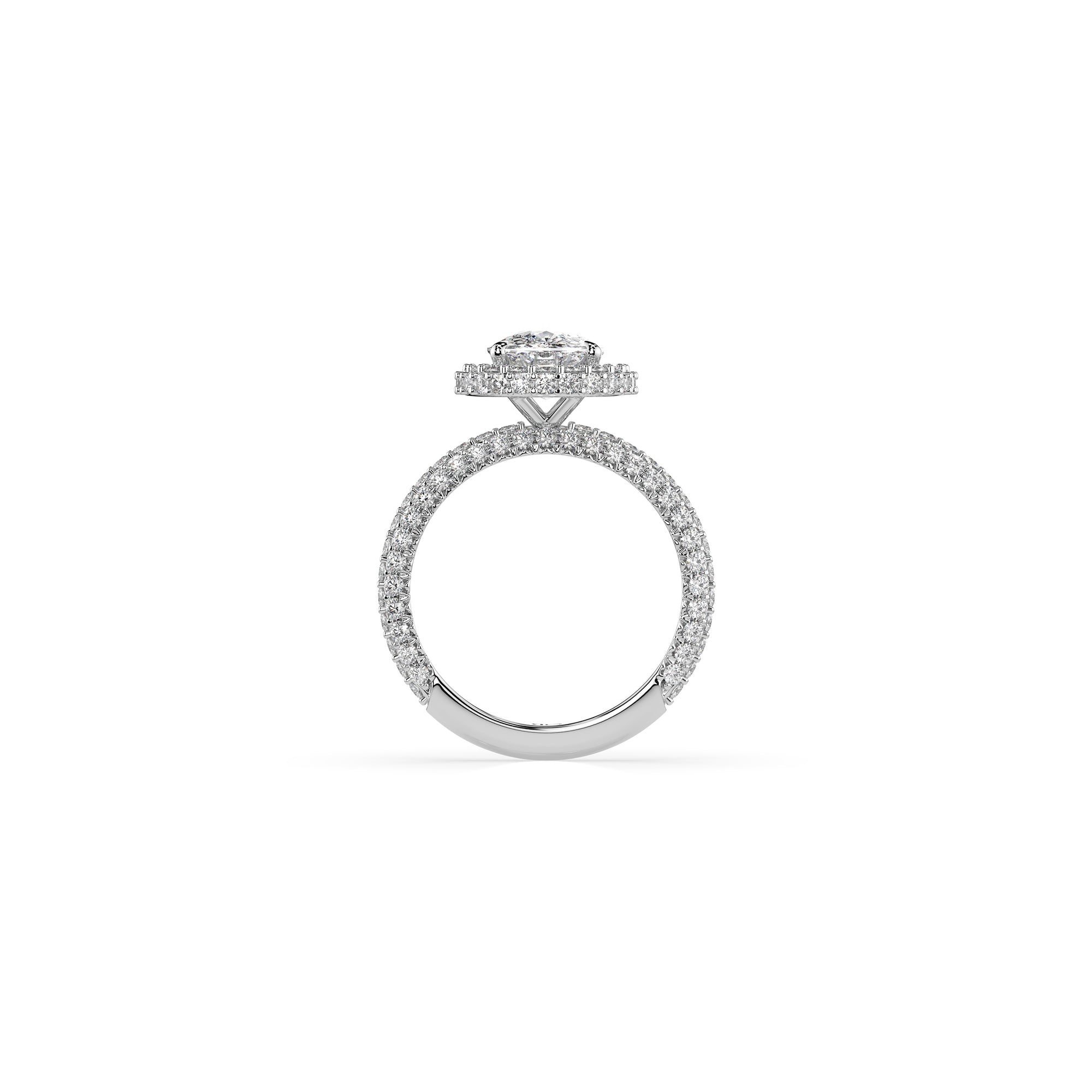 14k Cushion Cut Triple Pave Ring