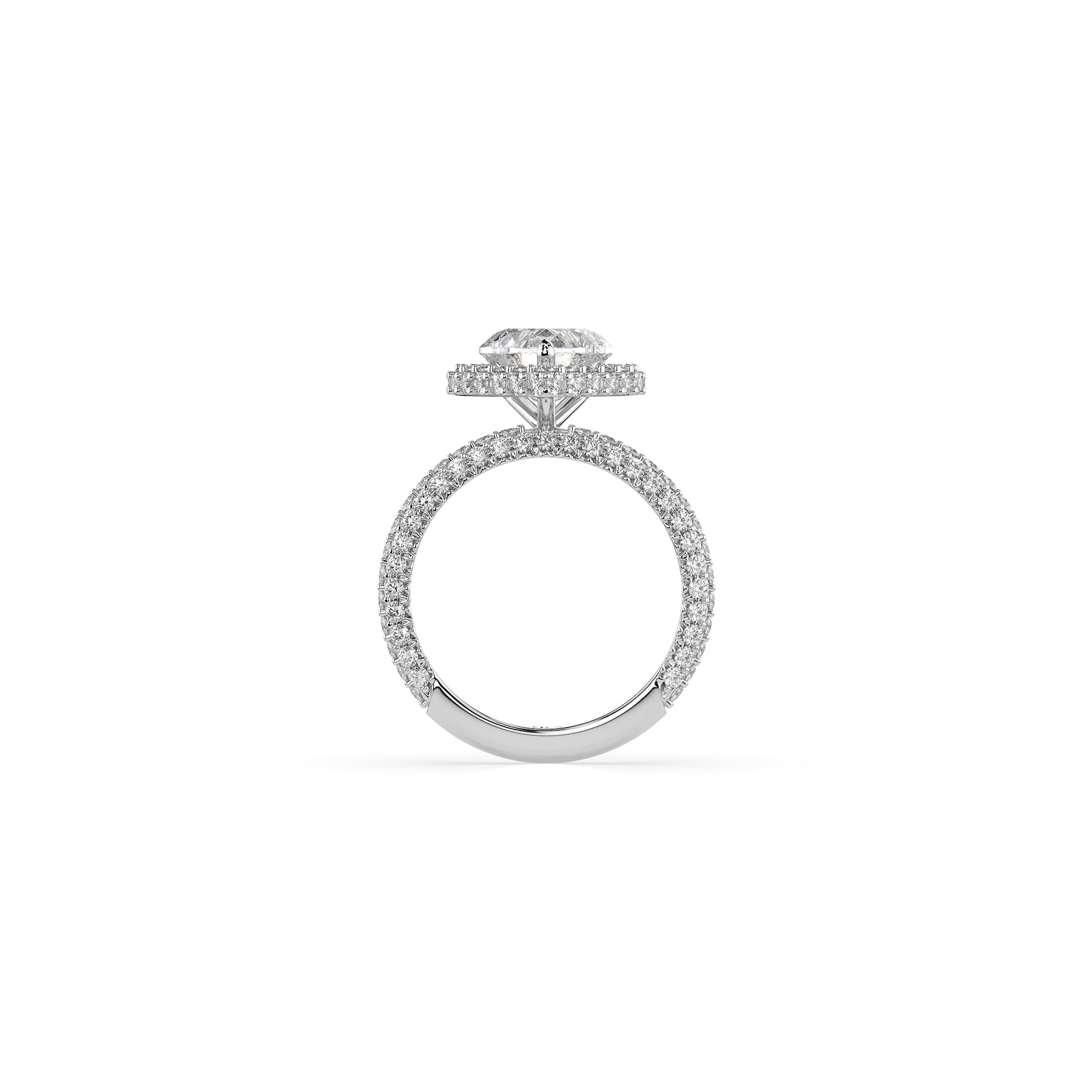 14k Heart Shape Triple Pave Ring