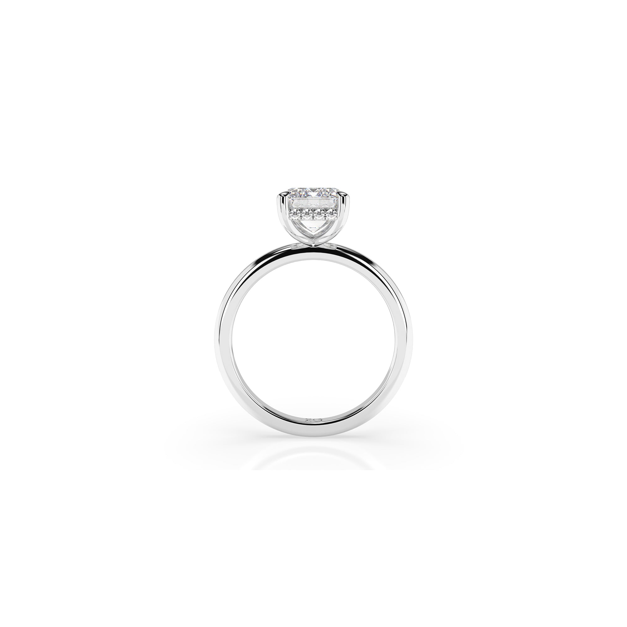 14k Emerald Cut Solitaire Ring | Hidden Halo