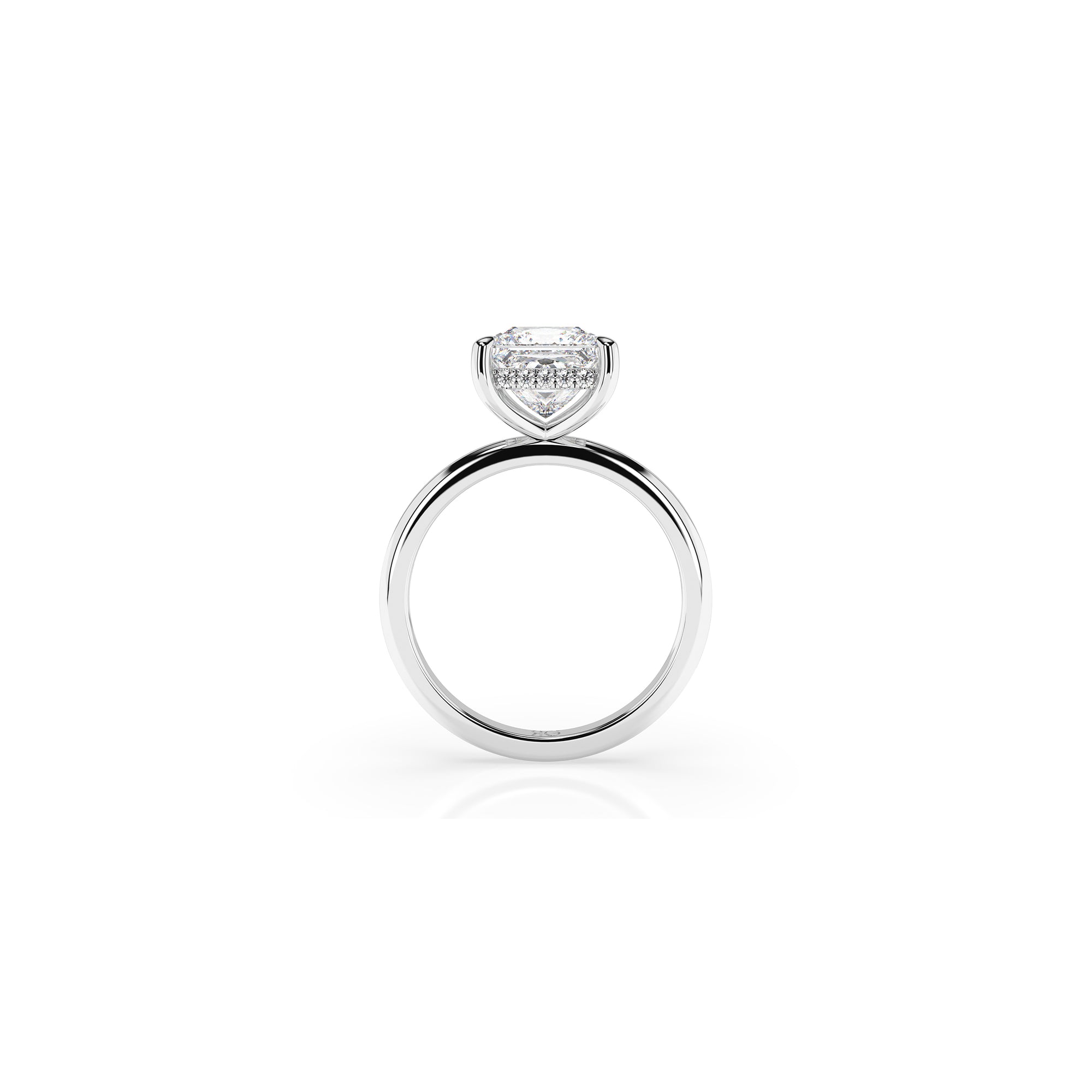 14k Princess Cut Solitaire Ring | Hidden Halo