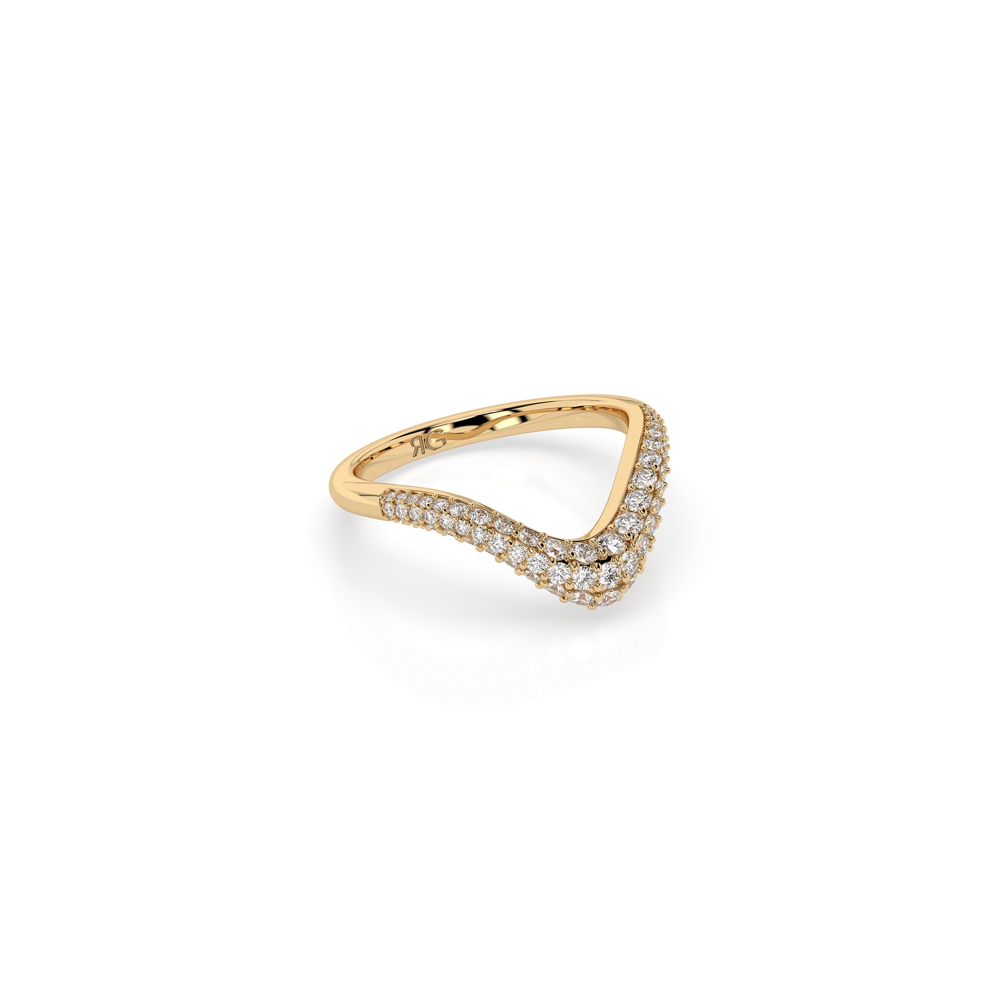 14K Diamond Chevron Pave Ring