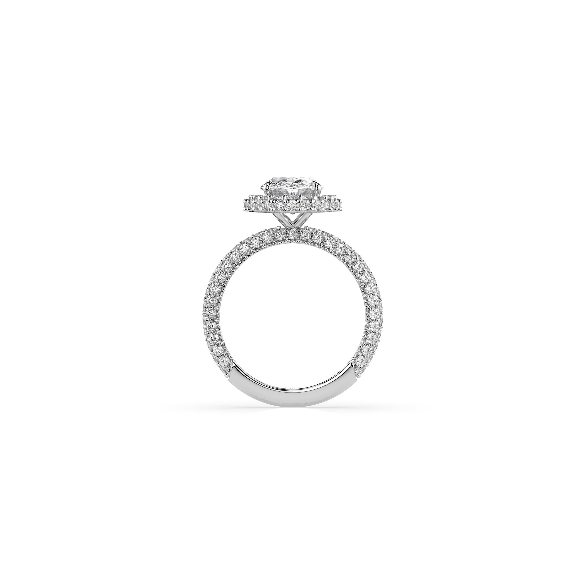 14k Oval Cut Triple Pave Ring
