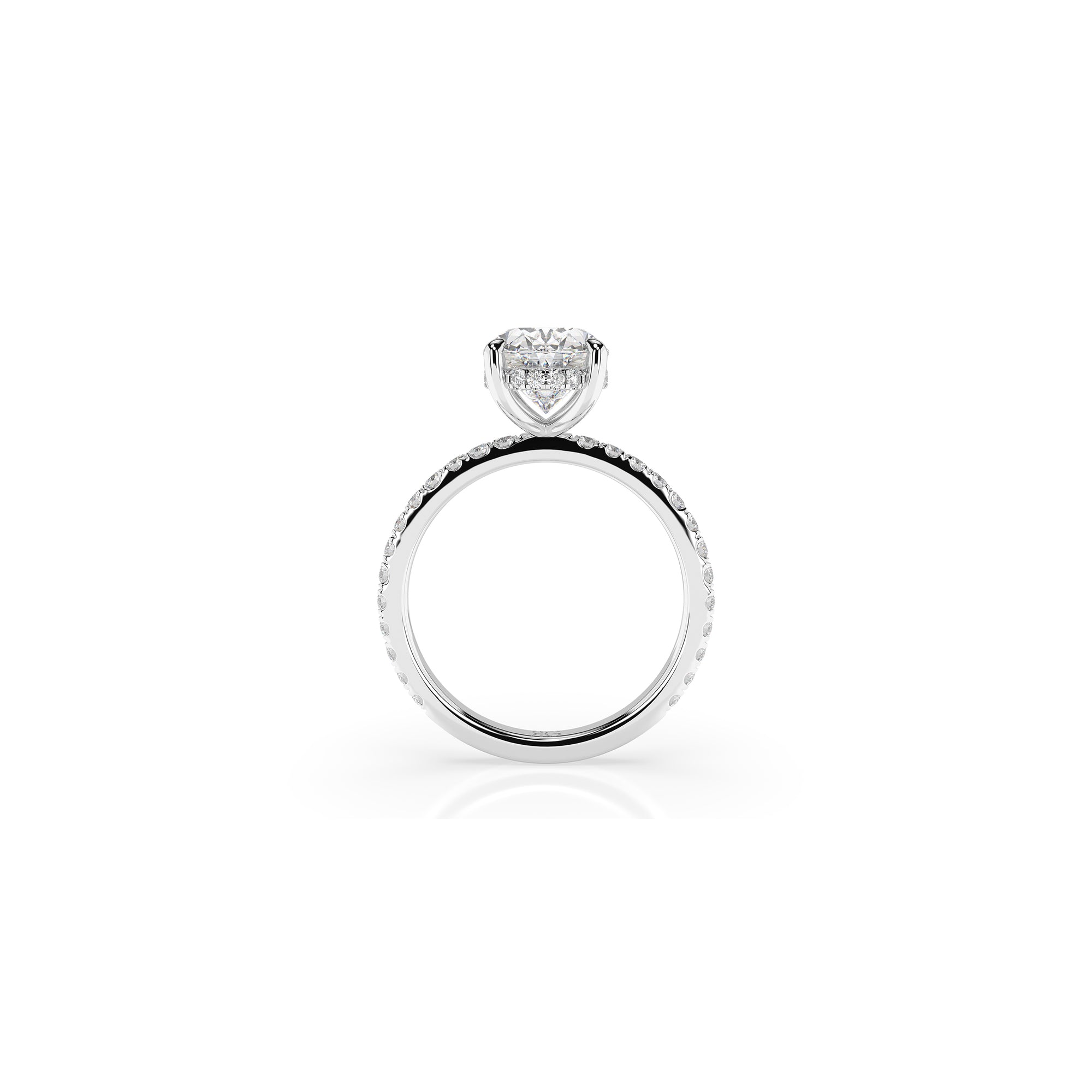 14k Oval Solitaire Pave Band | Hidden Halo