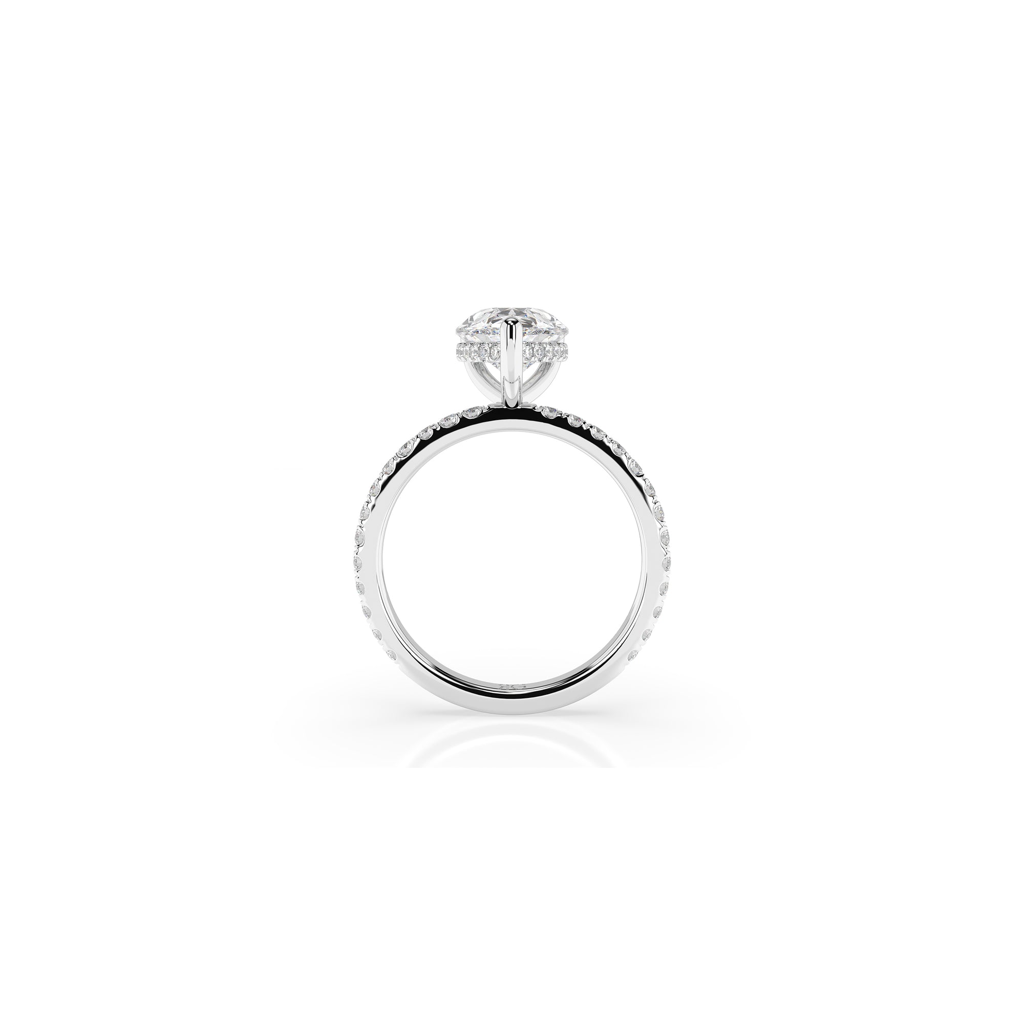 14k Pear Cut Solitaire Pave Band | Hidden Halo