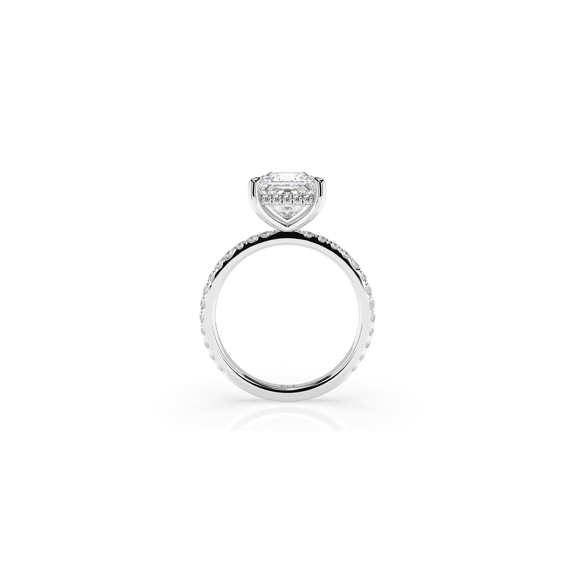 14k Princess Cut Solitaire Pave Band | Hidden Halo