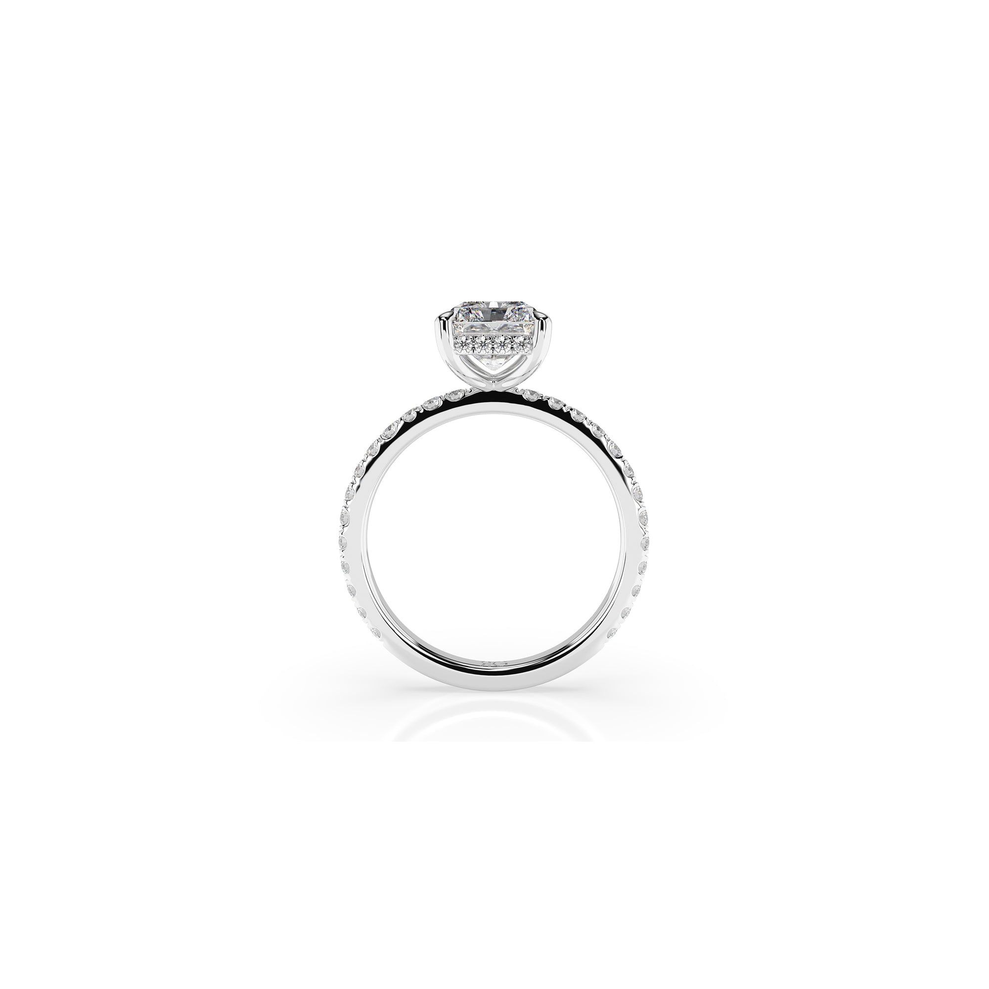 14k Radiant Solitaire Pave Band | Hidden Halo