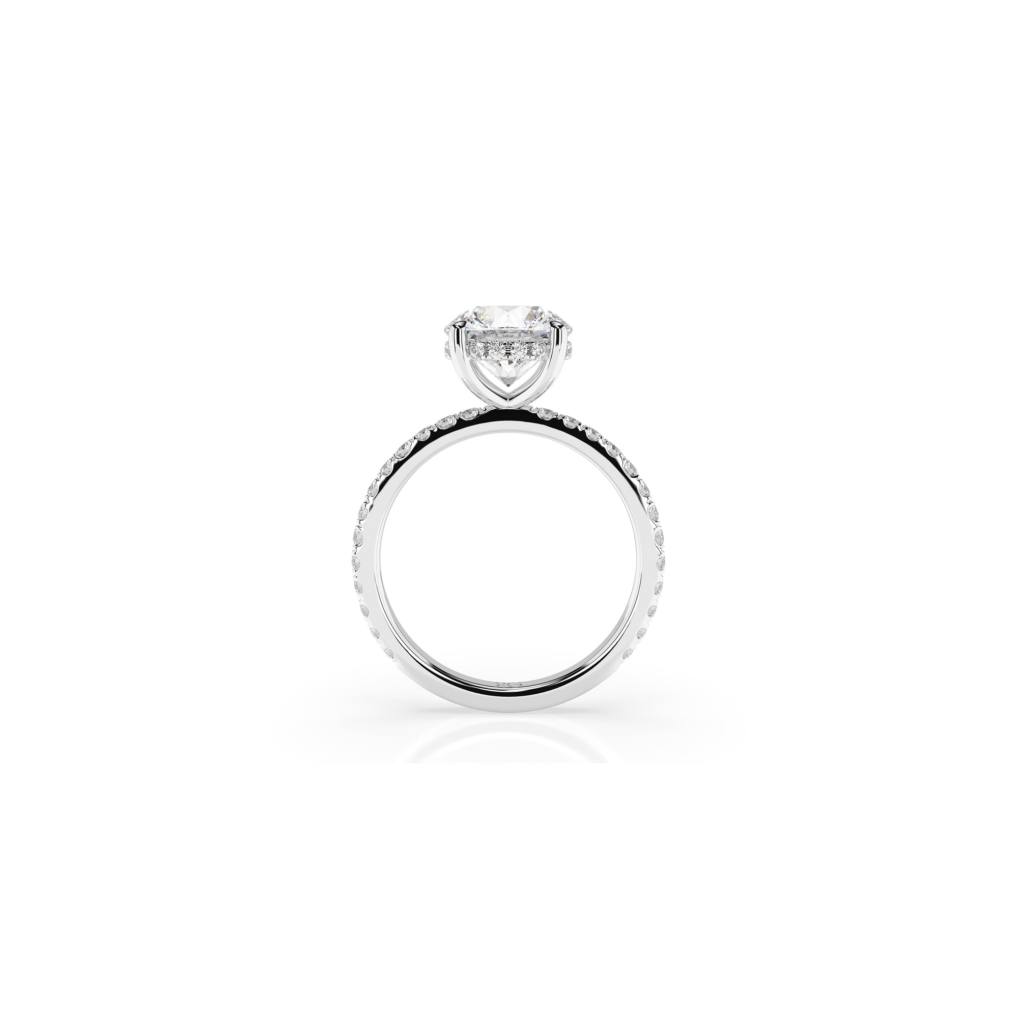 14k Round Solitaire Pave Band | Hidden Halo