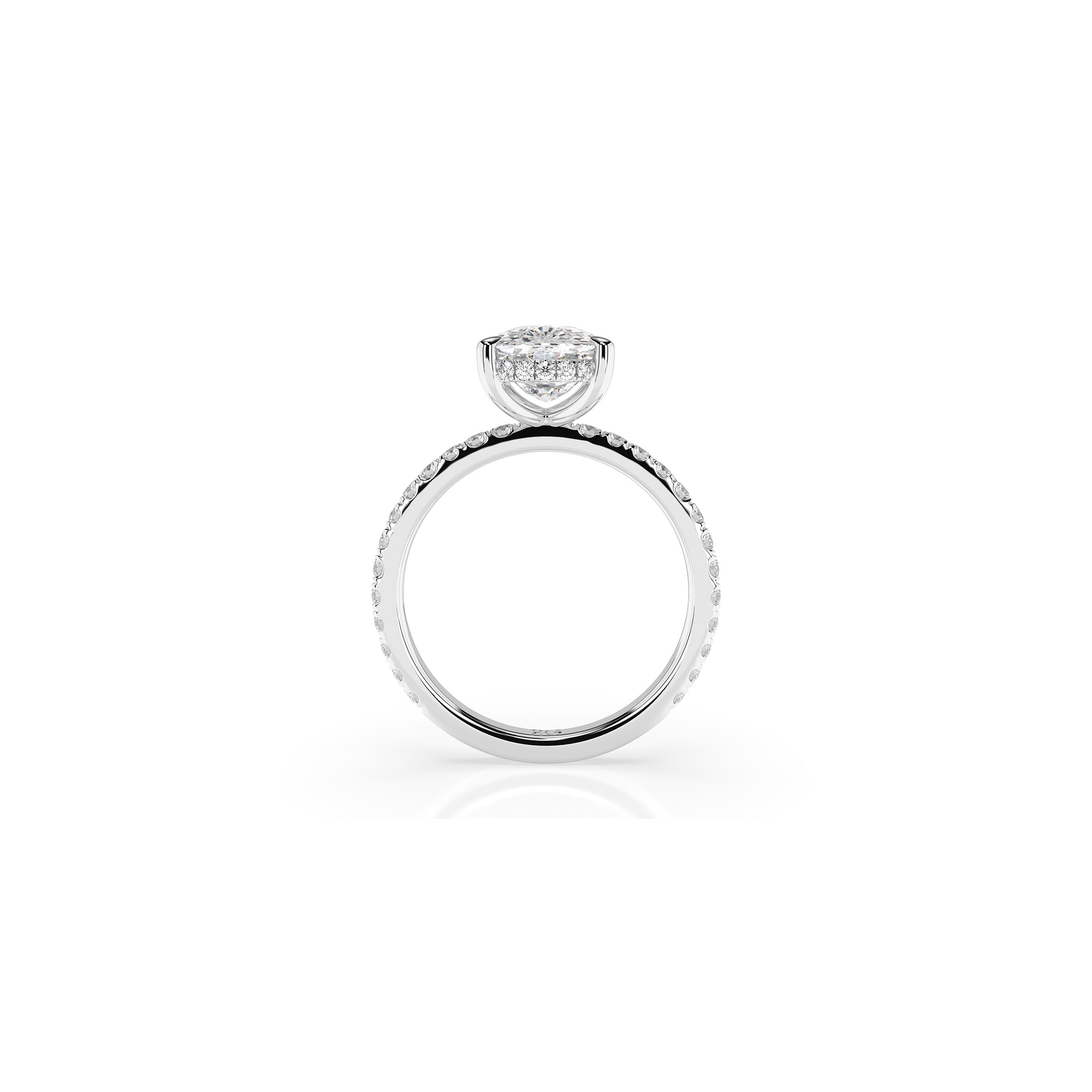 14k Cushion Cut Solitaire Pave Band | Hidden Halo