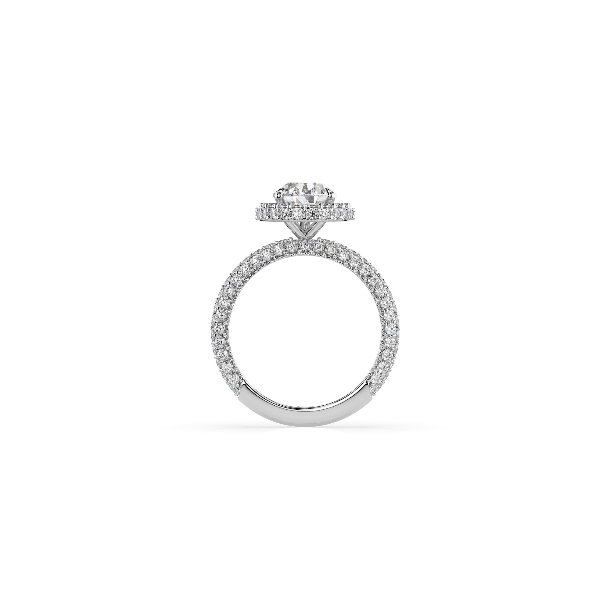 14k Pear Shape Triple Pave Ring