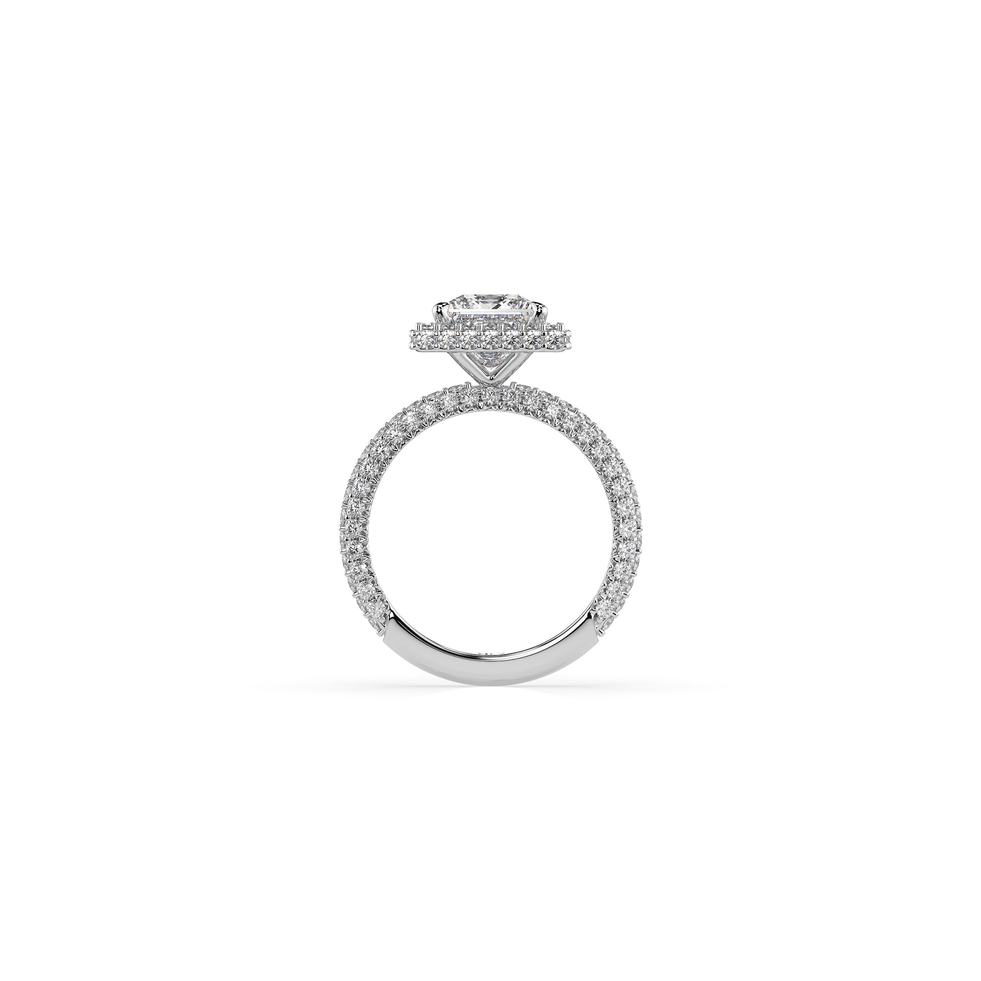 14k Princess Cut Triple Pave Ring
