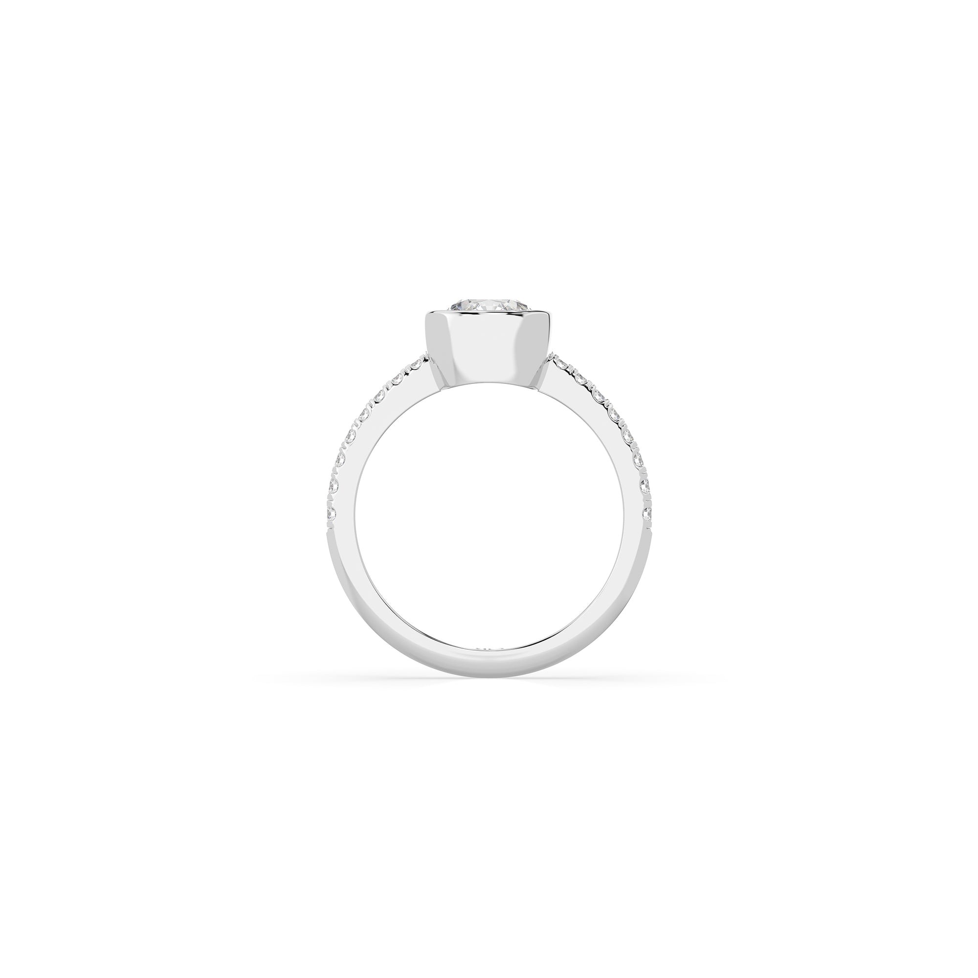14k Cushion Pave Bezel Ring