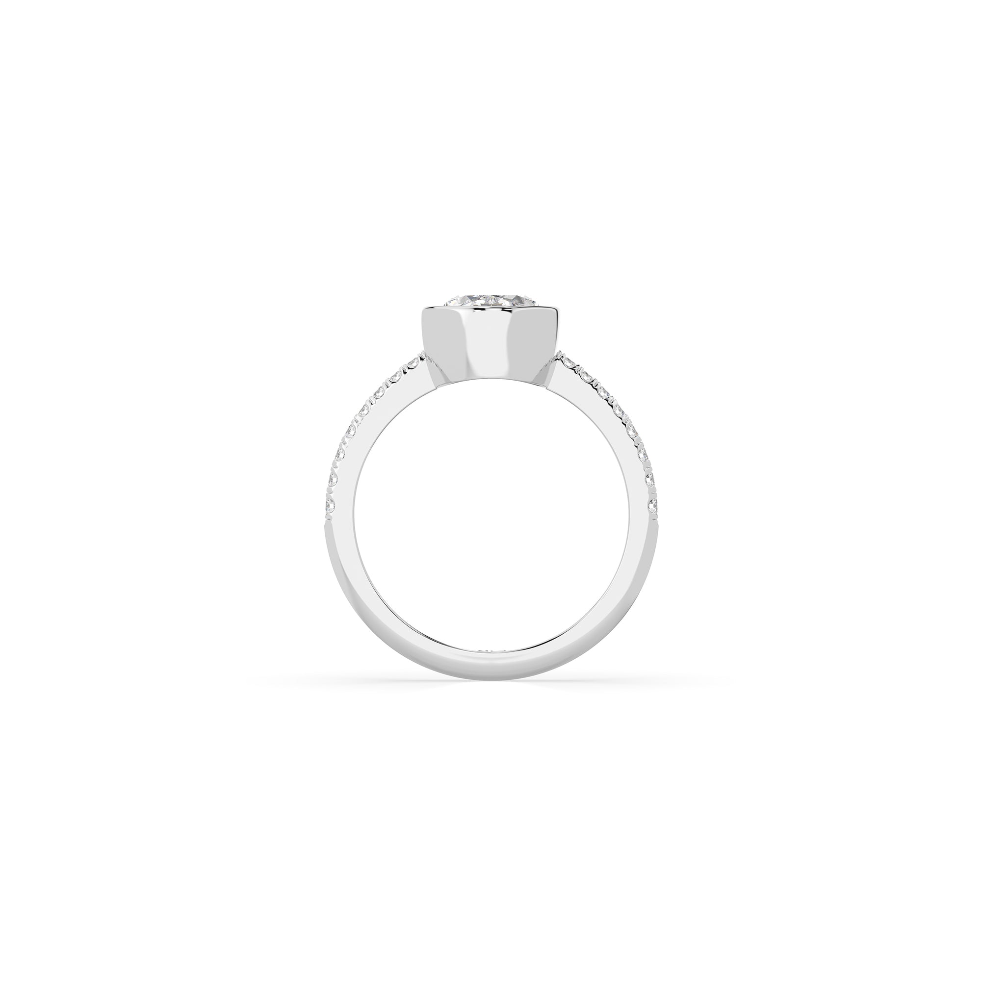 14k Oval Pave Bezel Ring