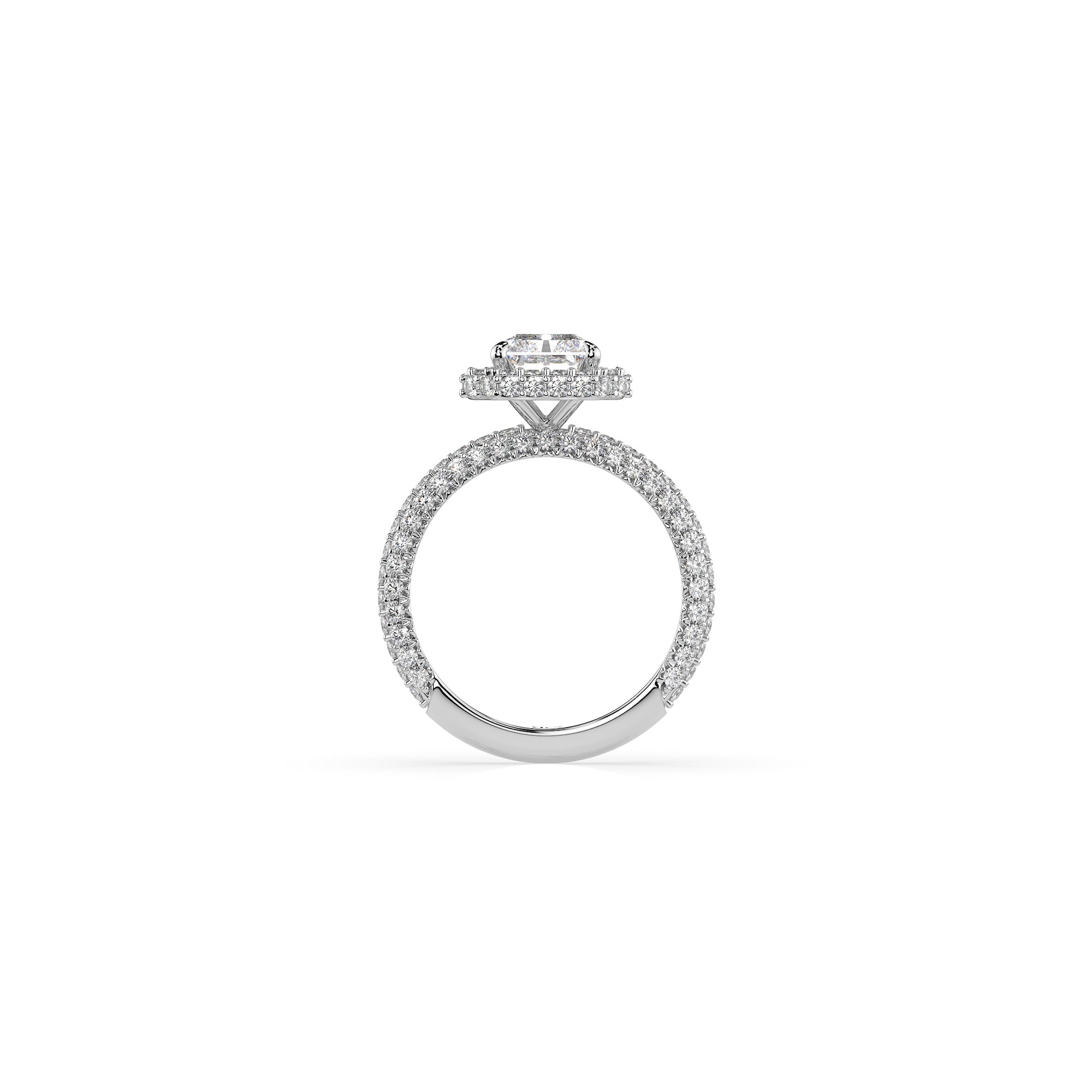 14k Radiant Cut Triple Pave Ring