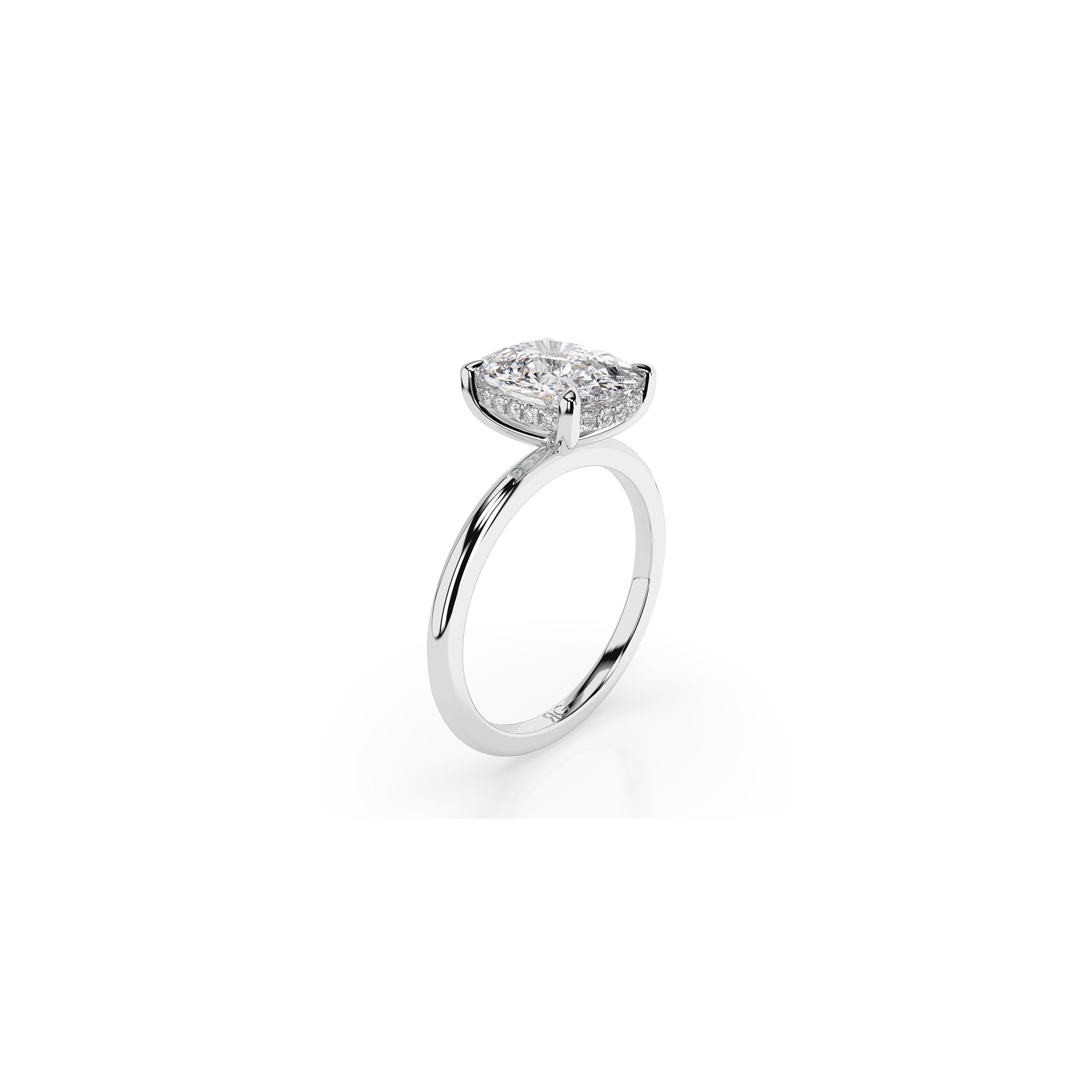 14k Cushion Cut Solitaire Ring | Hidden Halo