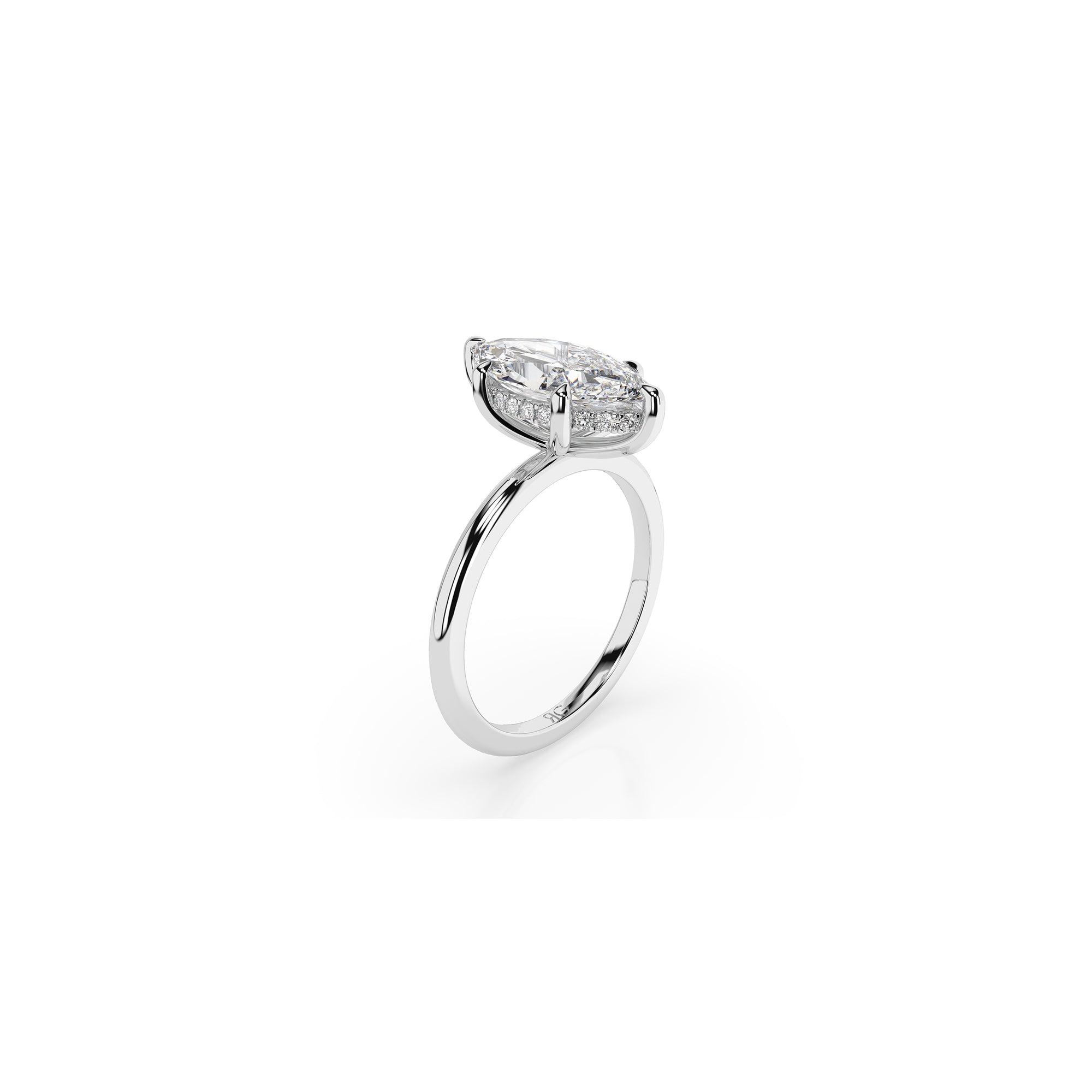 14k Marquise Cut Solitaire Ring | Hidden Halo