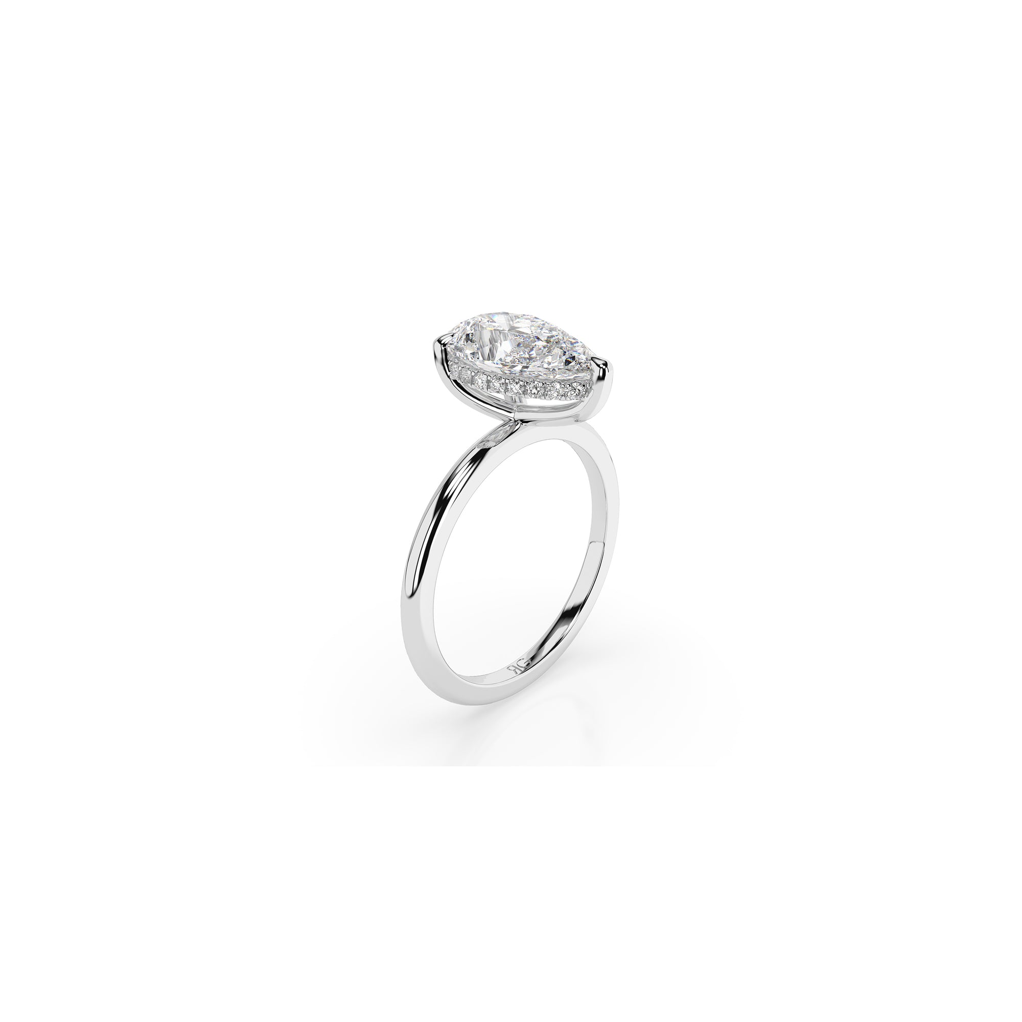 14k Pear Cut Solitaire Ring | Hidden Halo