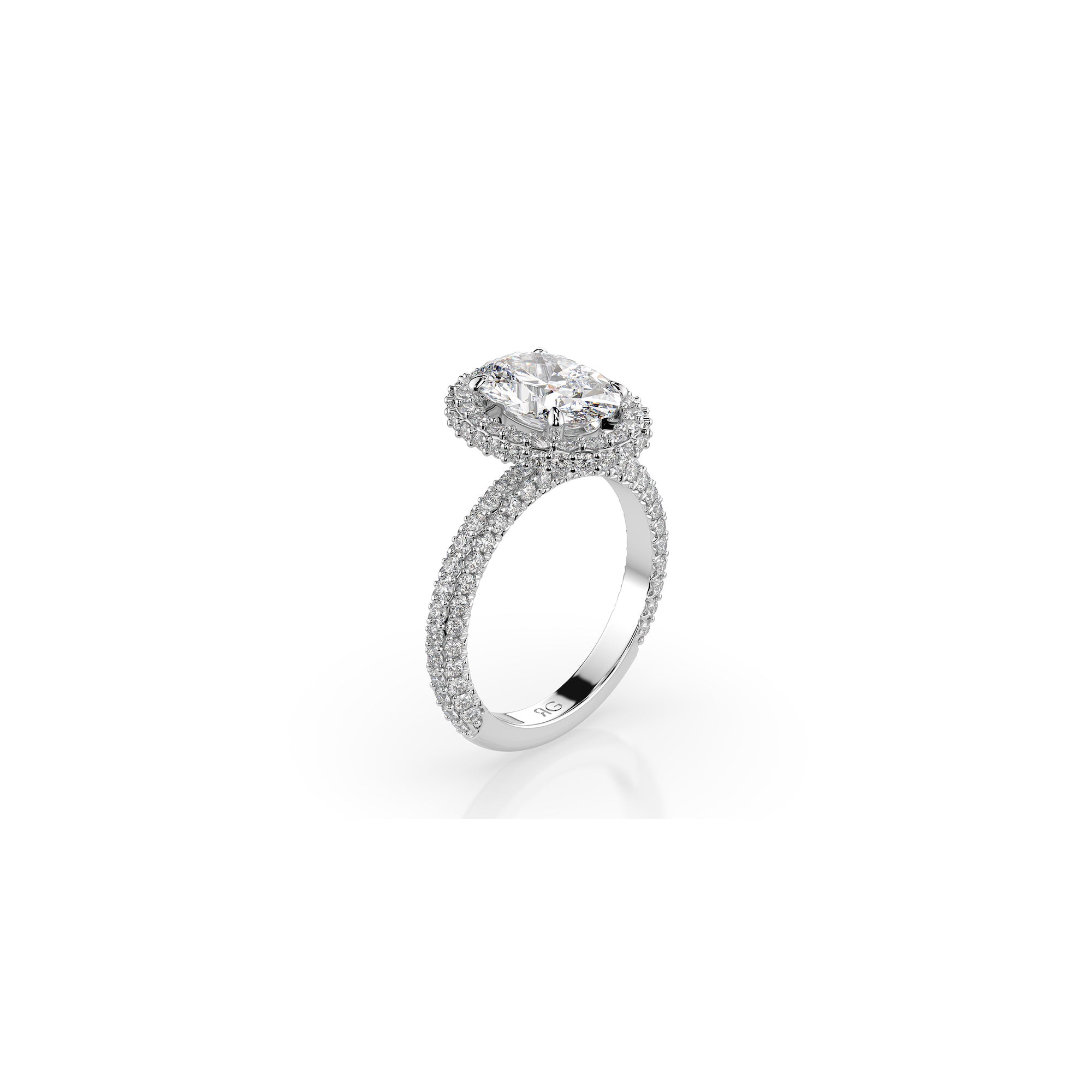 14k Oval Cut Triple Pave Ring
