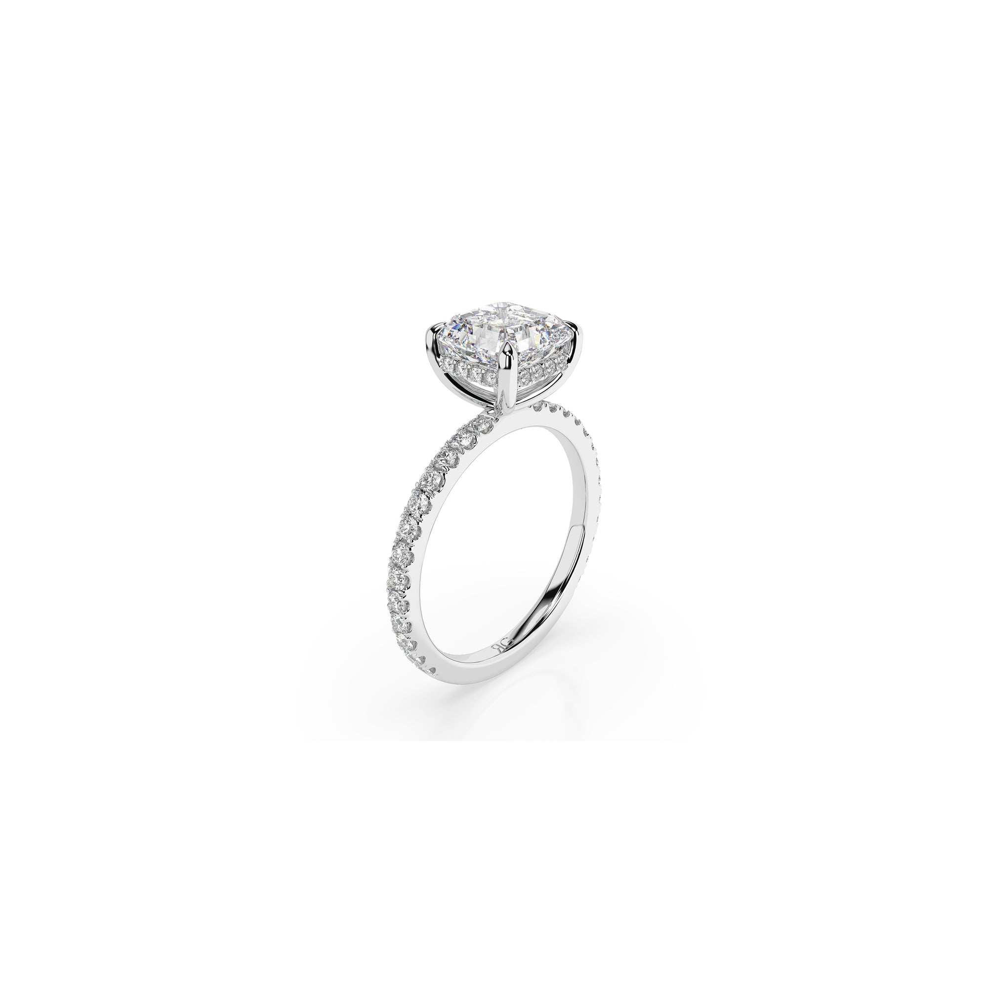14k Ascher Solitaire Pave Band | Hidden Halo