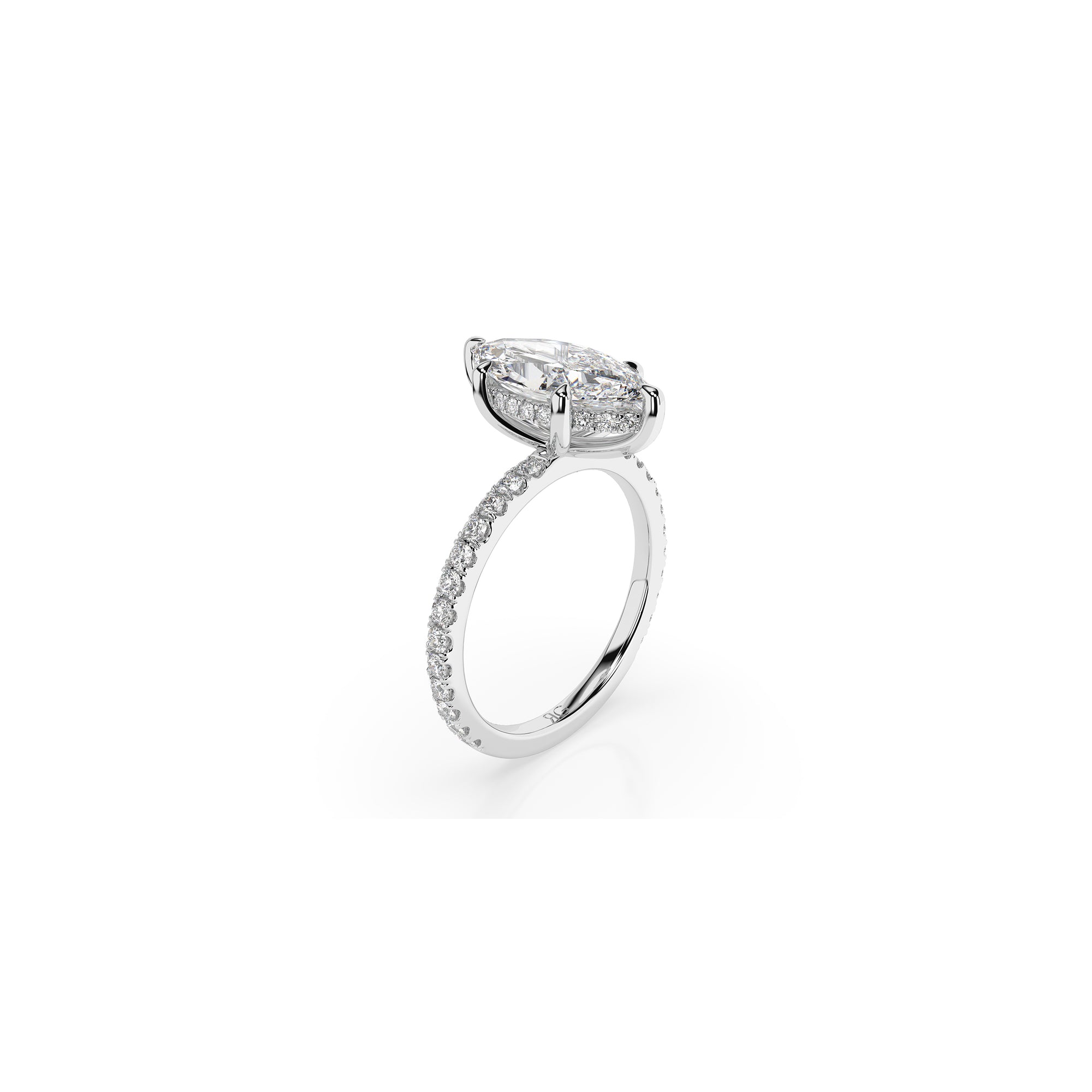 14k Marquise Solitaire Pave Band | Hidden Halo