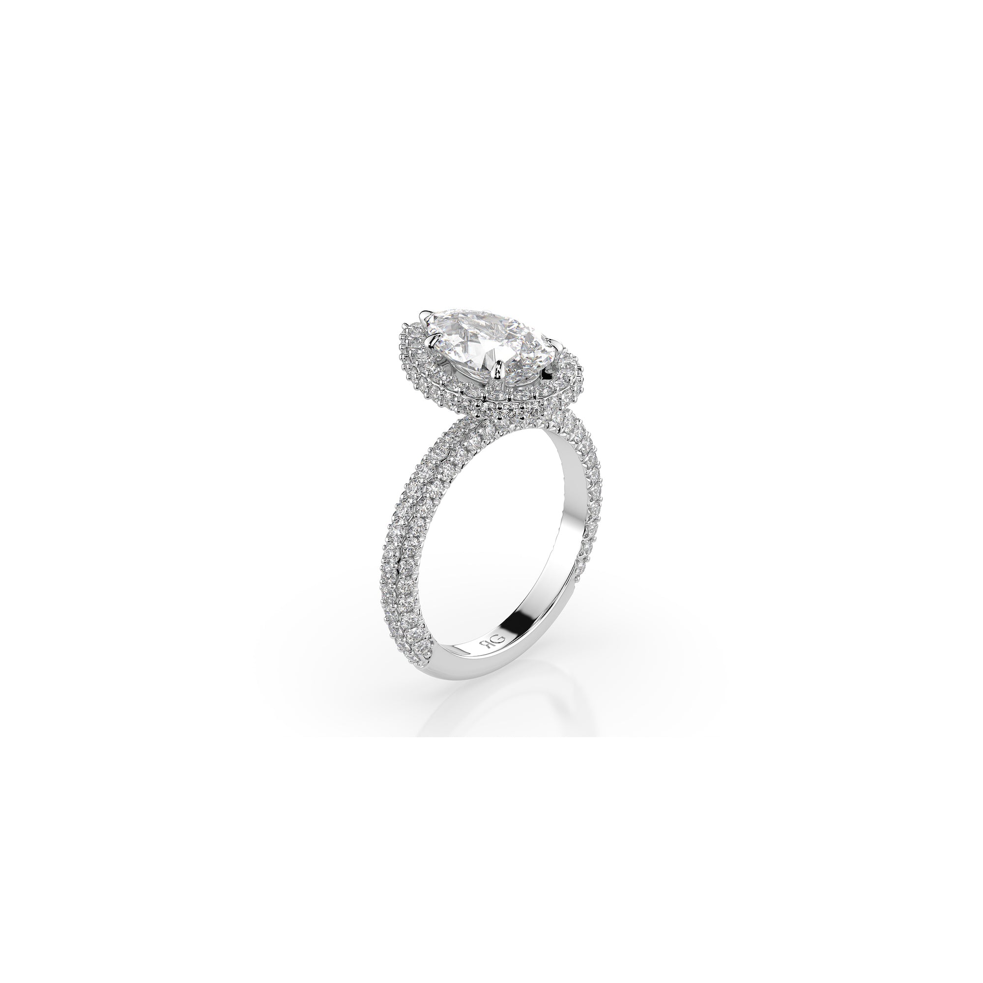 14k Pear Shape Triple Pave Ring