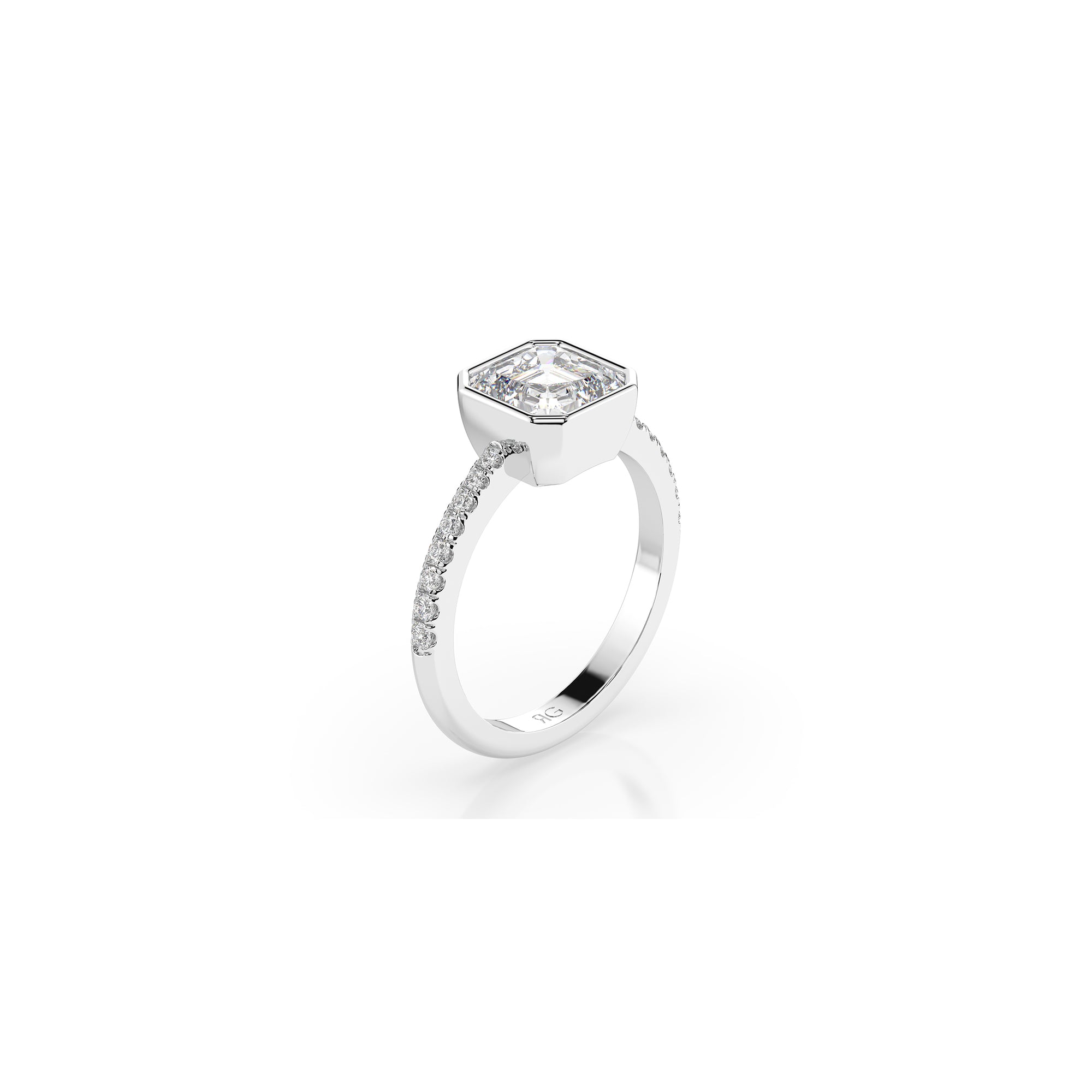 14k Ascher Pave Bezel Ring