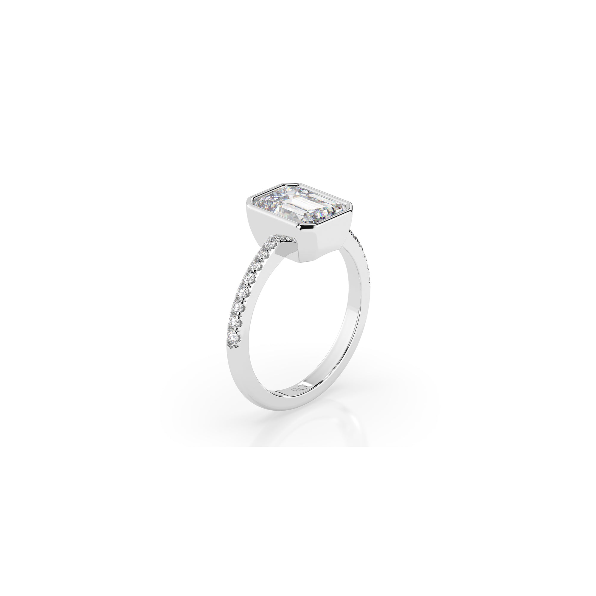 14k Emerald Pave Bezel Ring