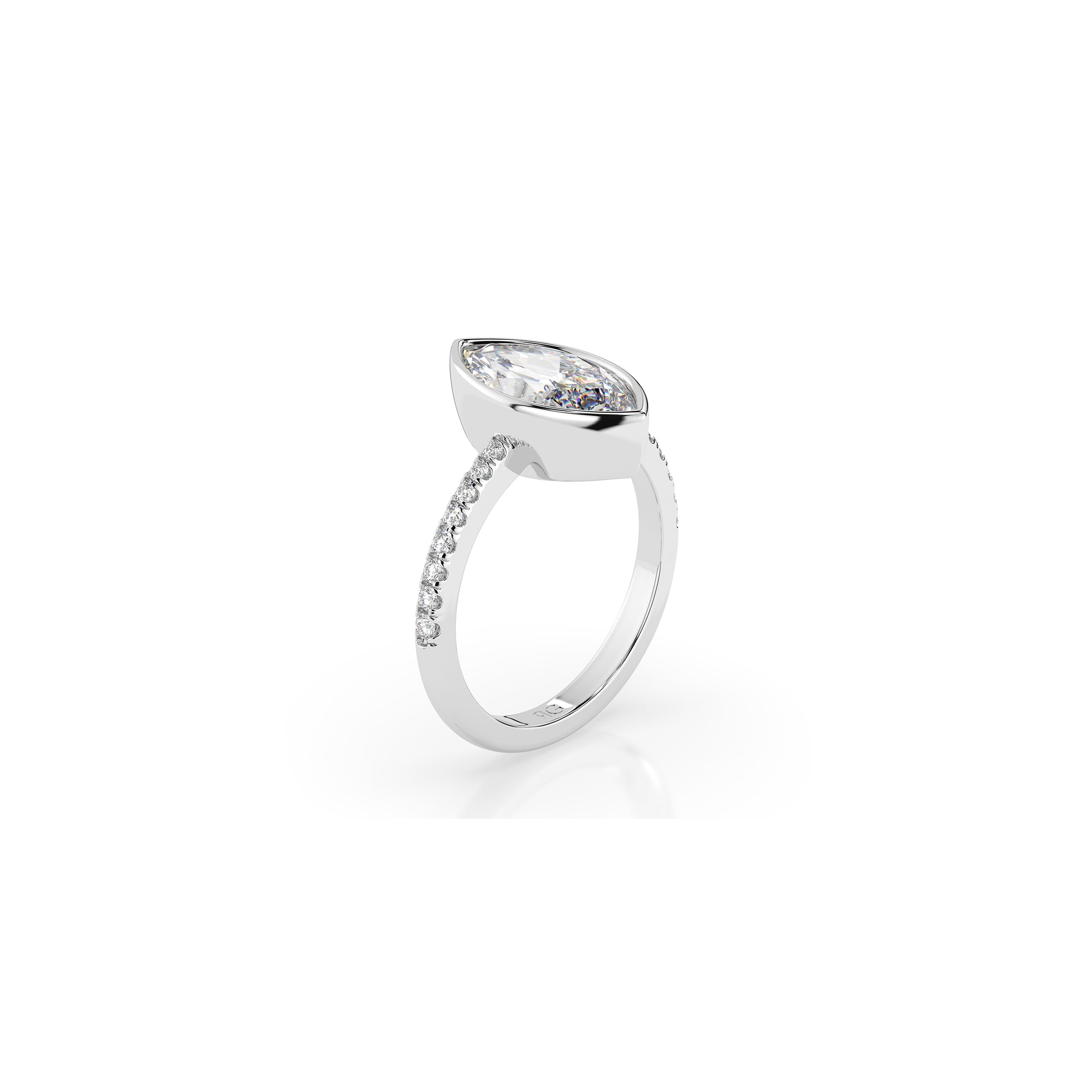 14k Marquise Pave Bezel Ring