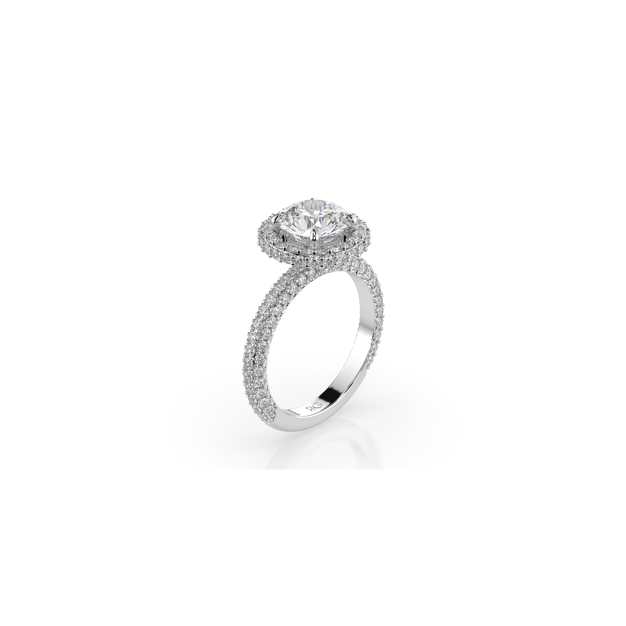 14k Round Triple Pave Ring