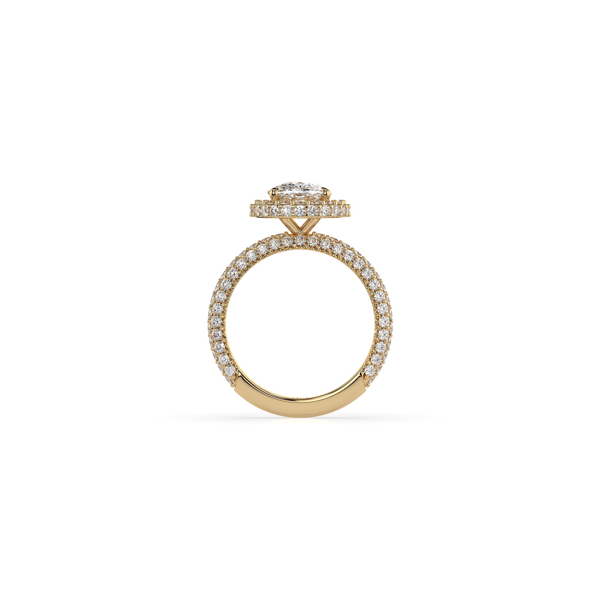 14k Cushion Cut Triple Pave Ring