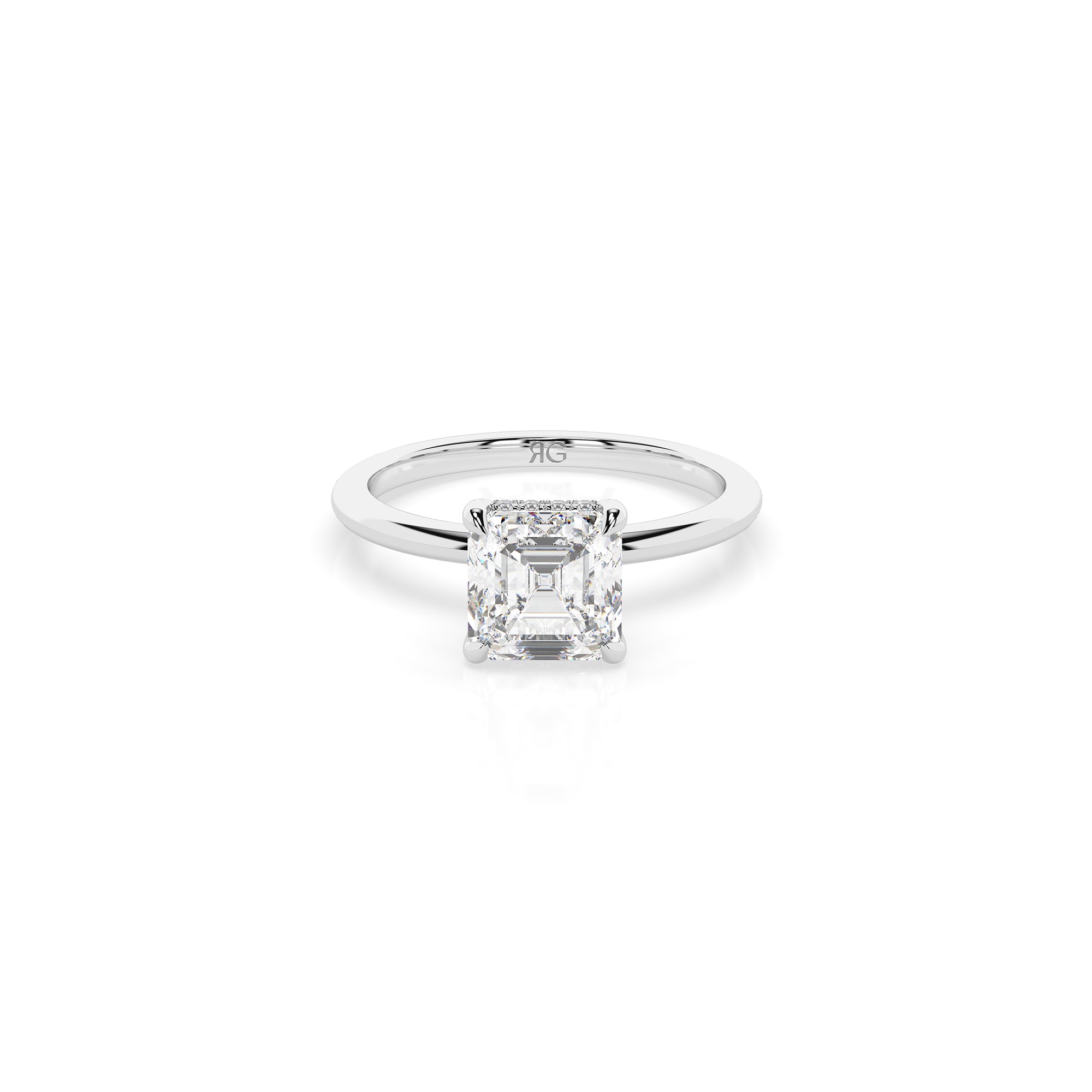 14k Ascher Solitaire Ring | Hidden Halo