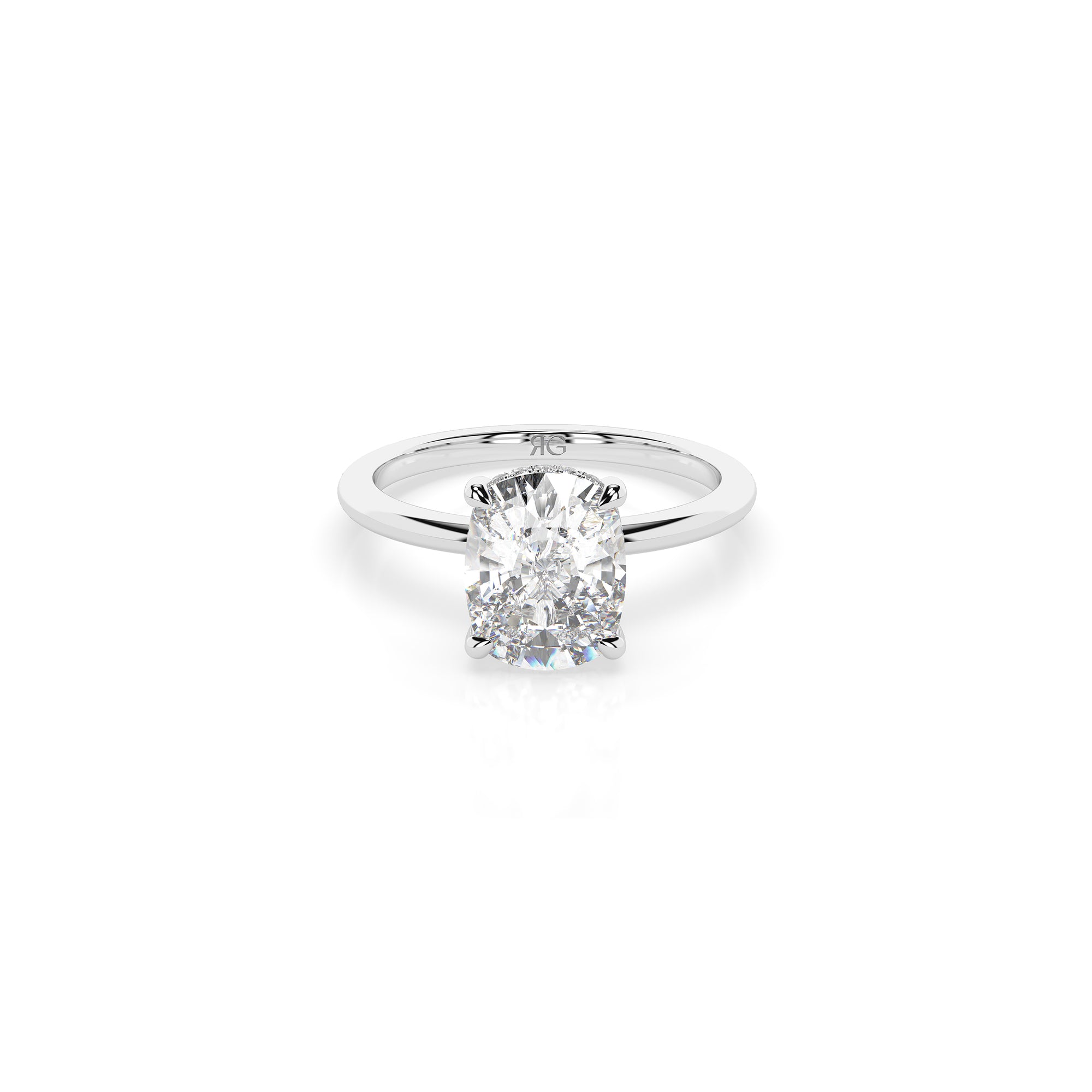 14k Cushion Cut Solitaire Ring | Hidden Halo