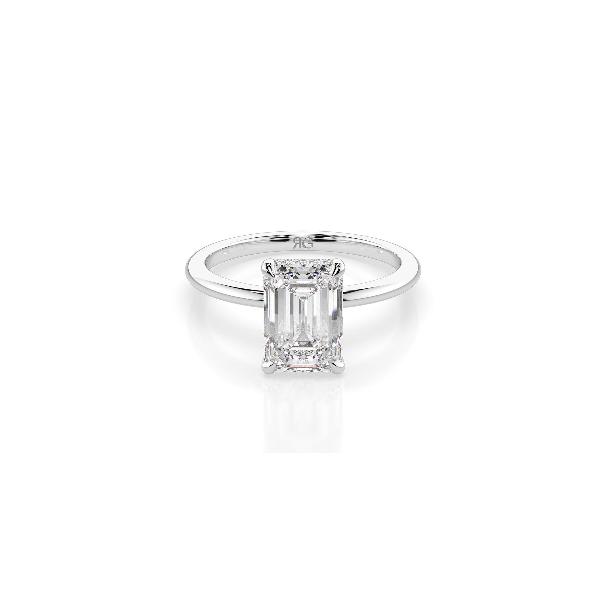 14k Emerald Cut Solitaire Ring | Hidden Halo