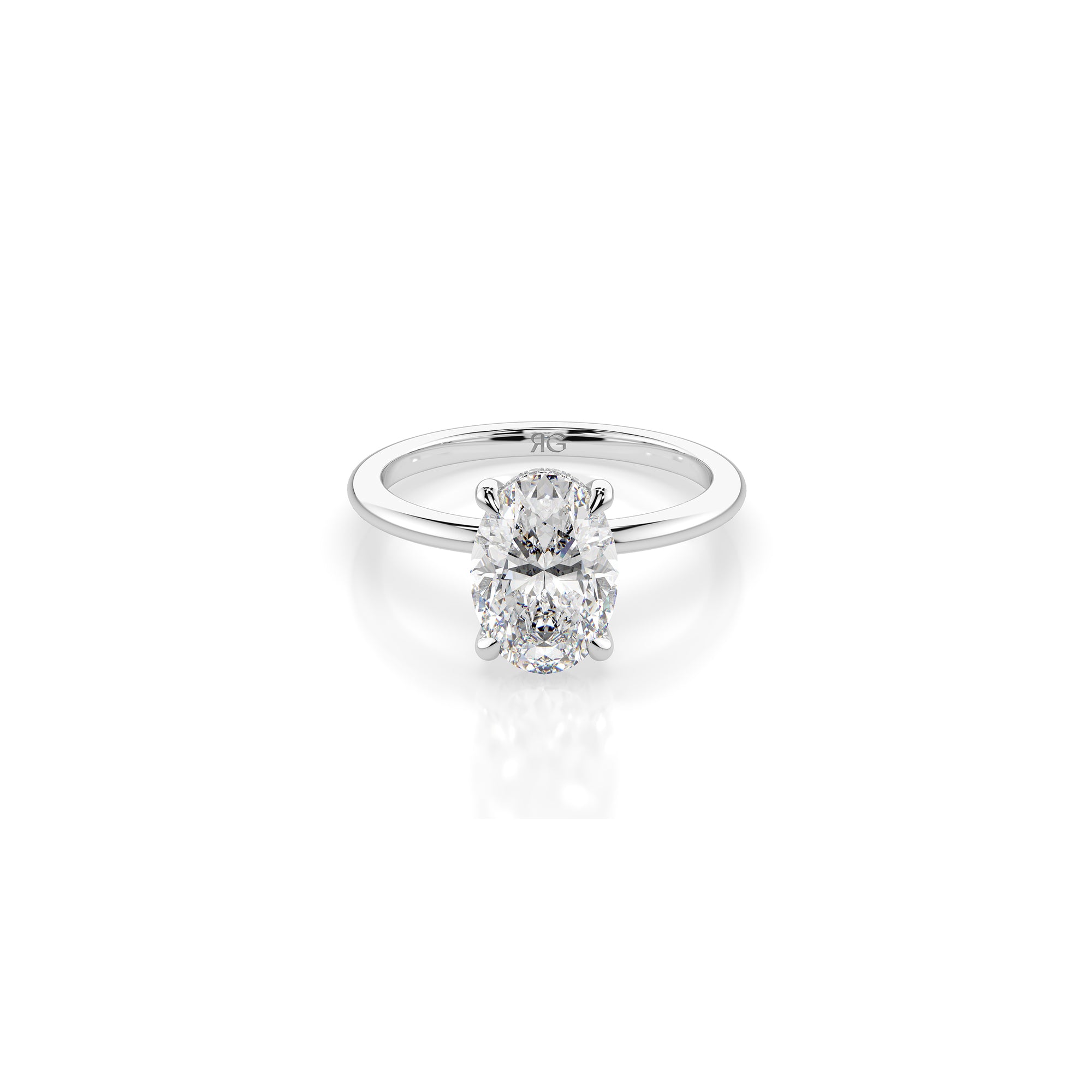 14k Oval Cut Solitaire Ring | Hidden Halo