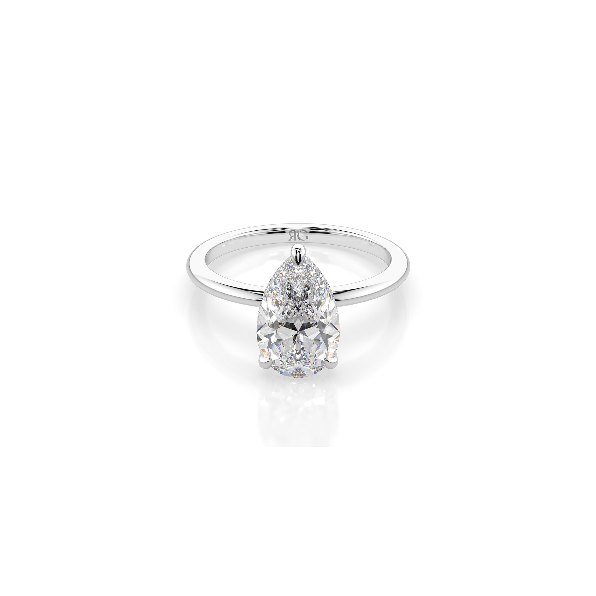 14k Pear Cut Solitaire Ring | Hidden Halo