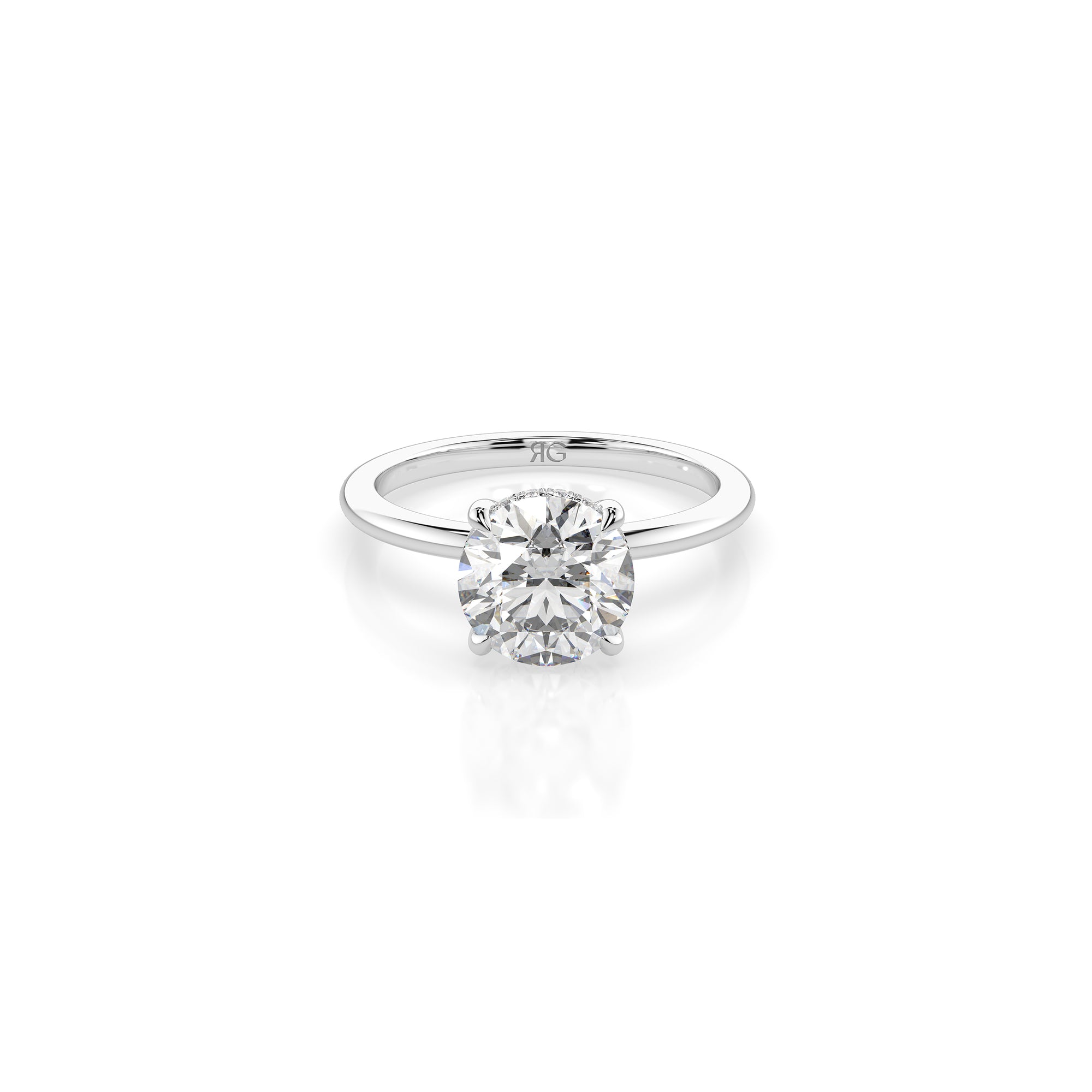 14k Round Solitaire Ring | Hidden Halo