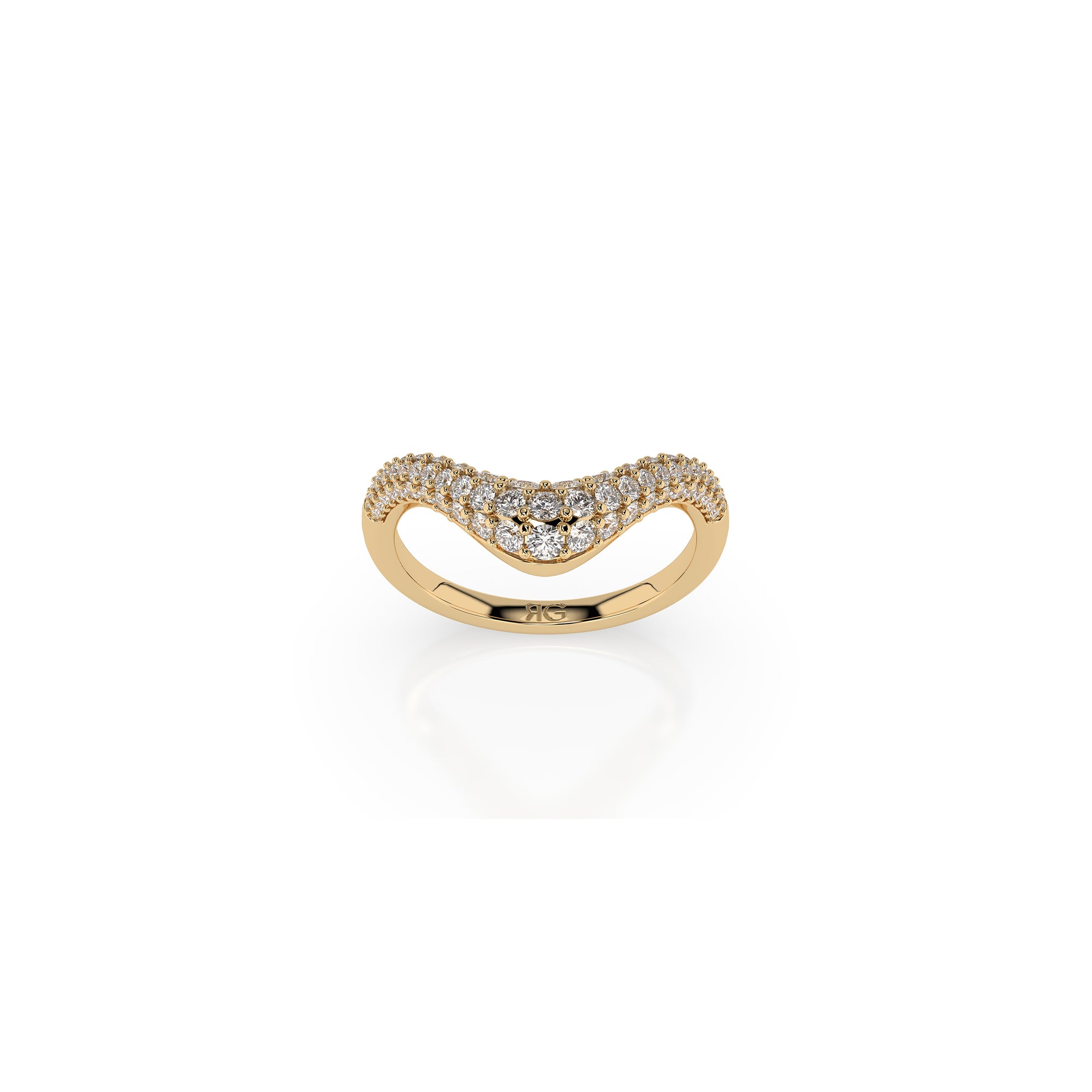 14K Diamond Chevron Pave Ring