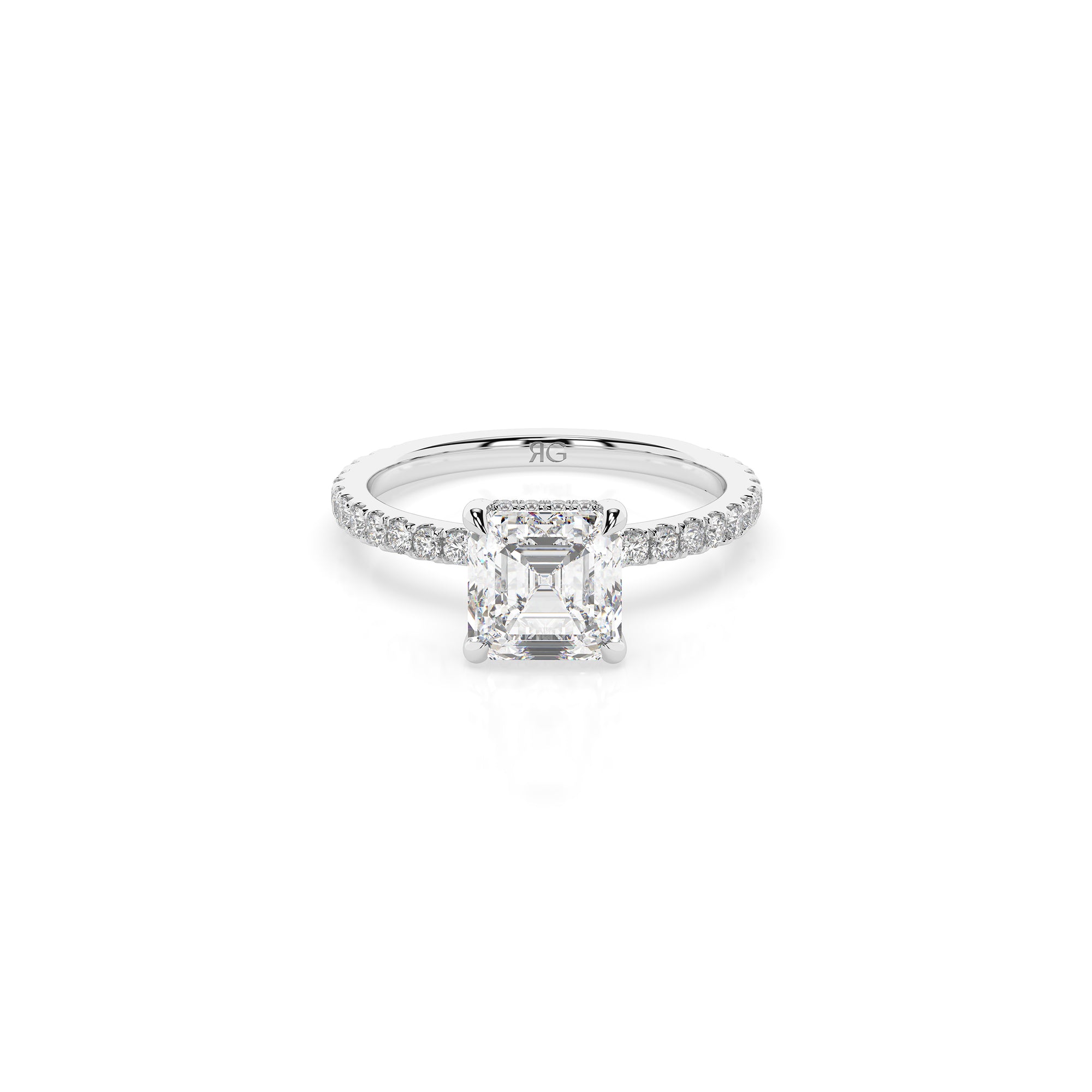 14k Ascher Solitaire Pave Band | Hidden Halo