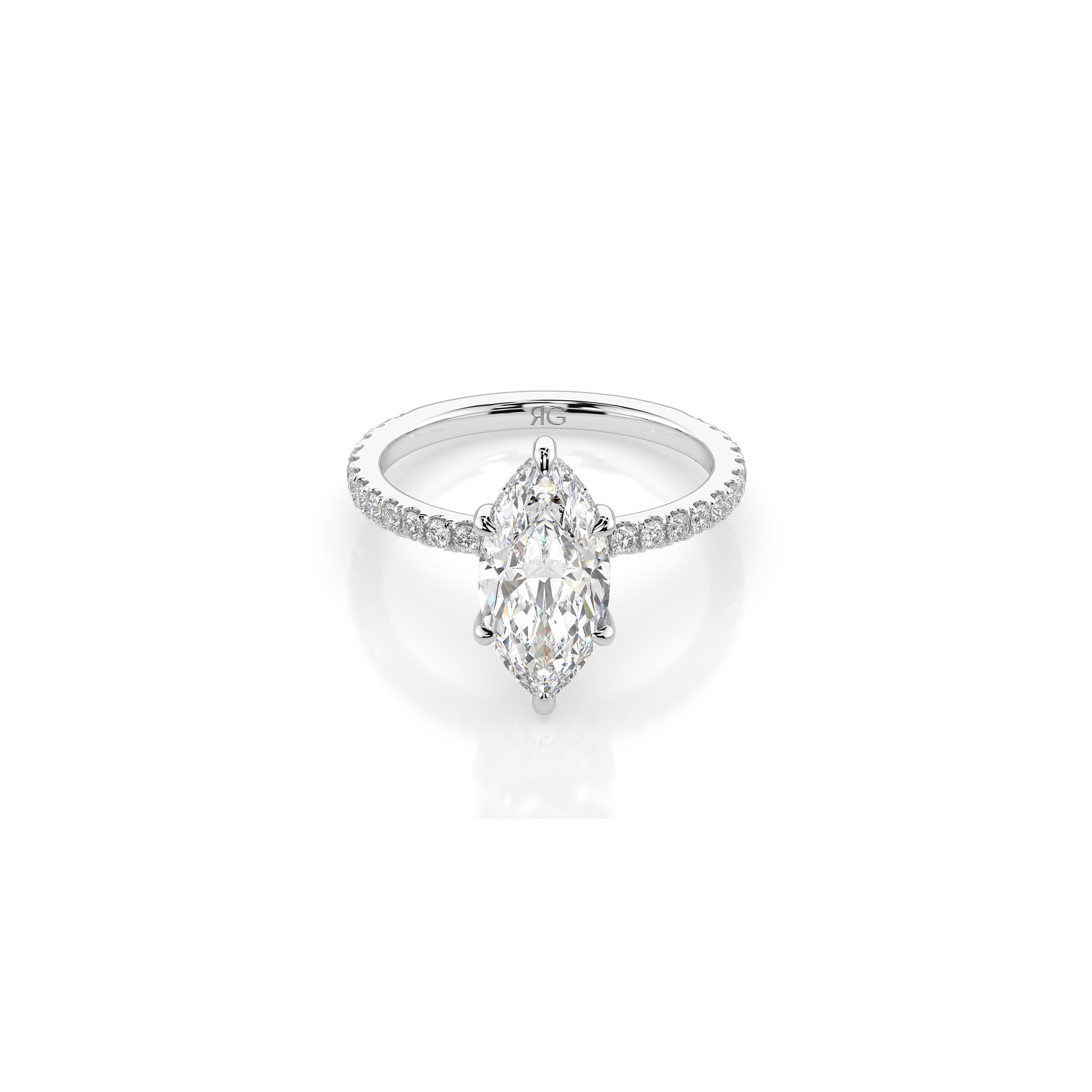 14k Marquise Solitaire Pave Band | Hidden Halo