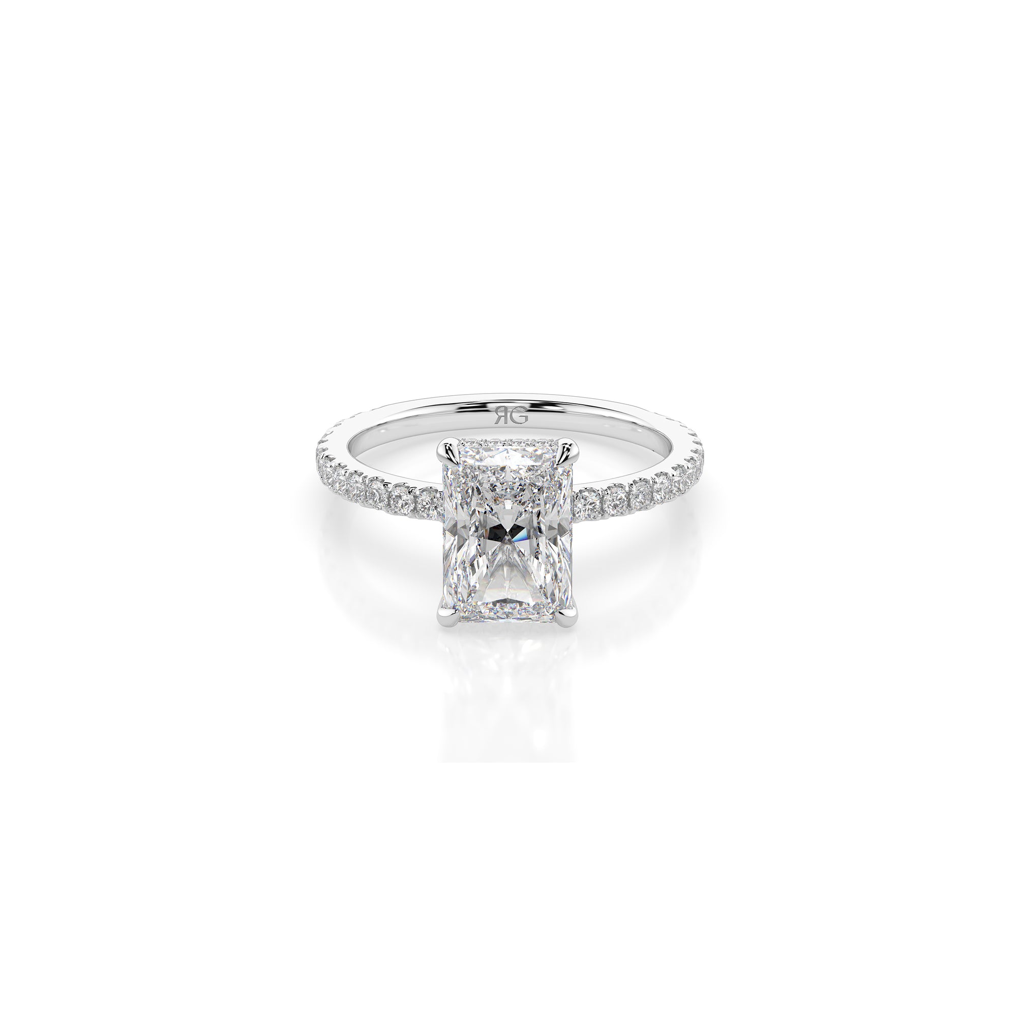 14k Radiant Solitaire Pave Band | Hidden Halo