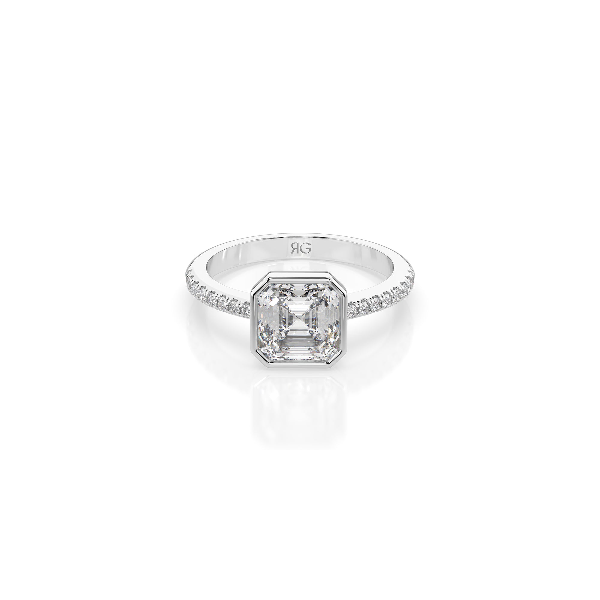 14k Ascher Pave Bezel Ring