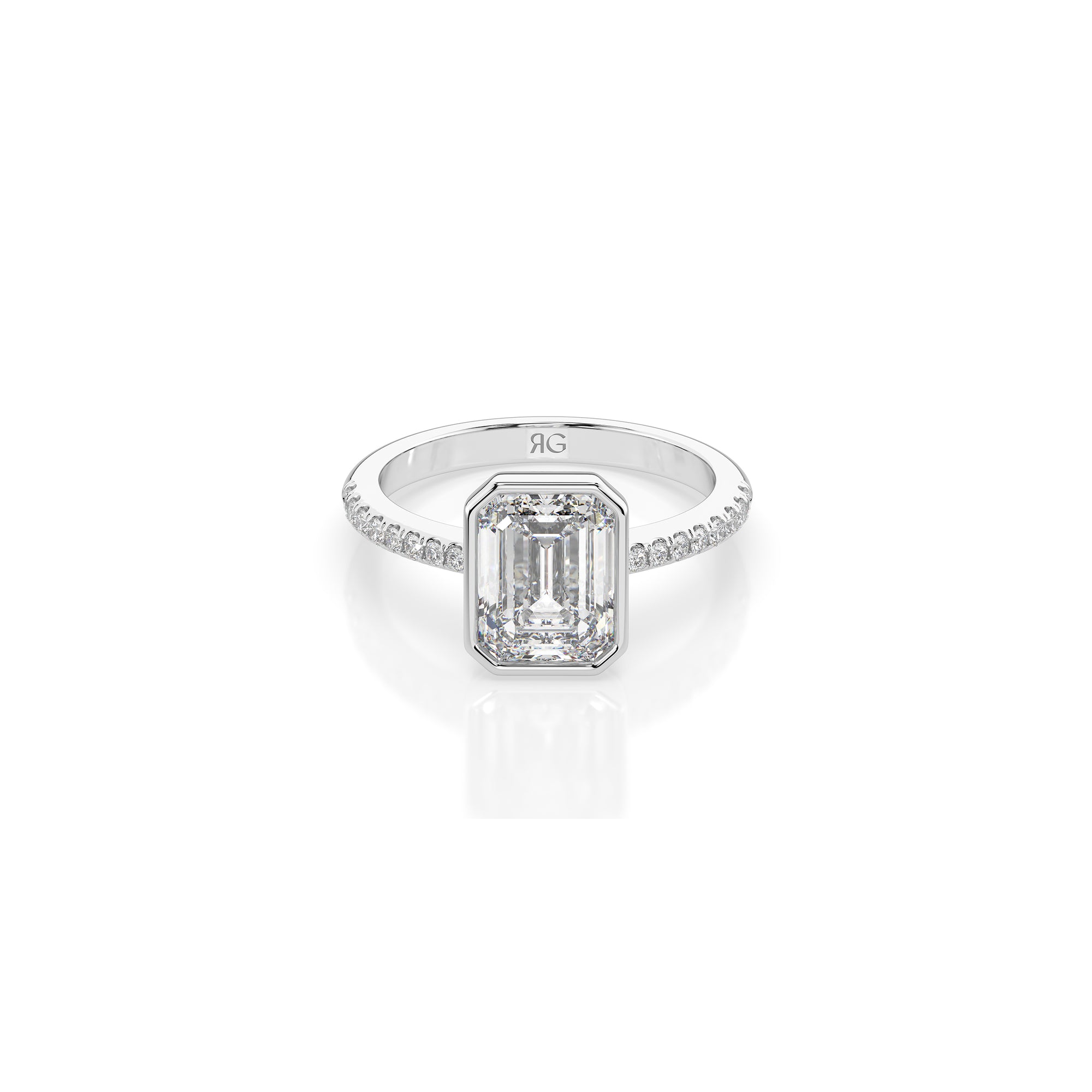 14k Emerald Pave Bezel Ring