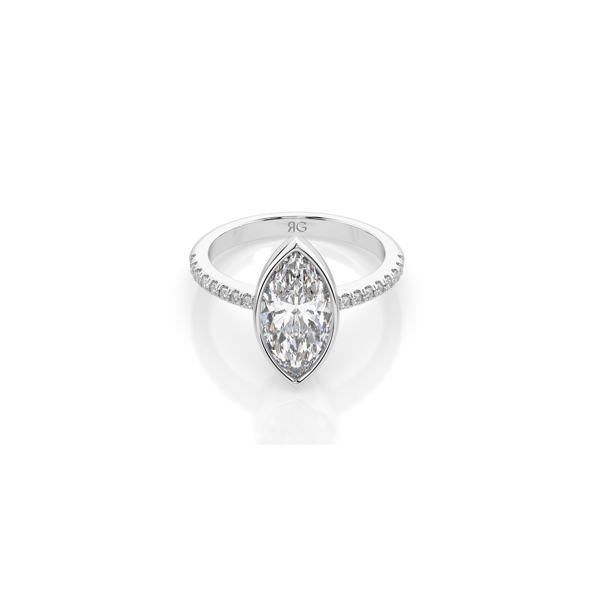 14k Marquise Pave Bezel Ring